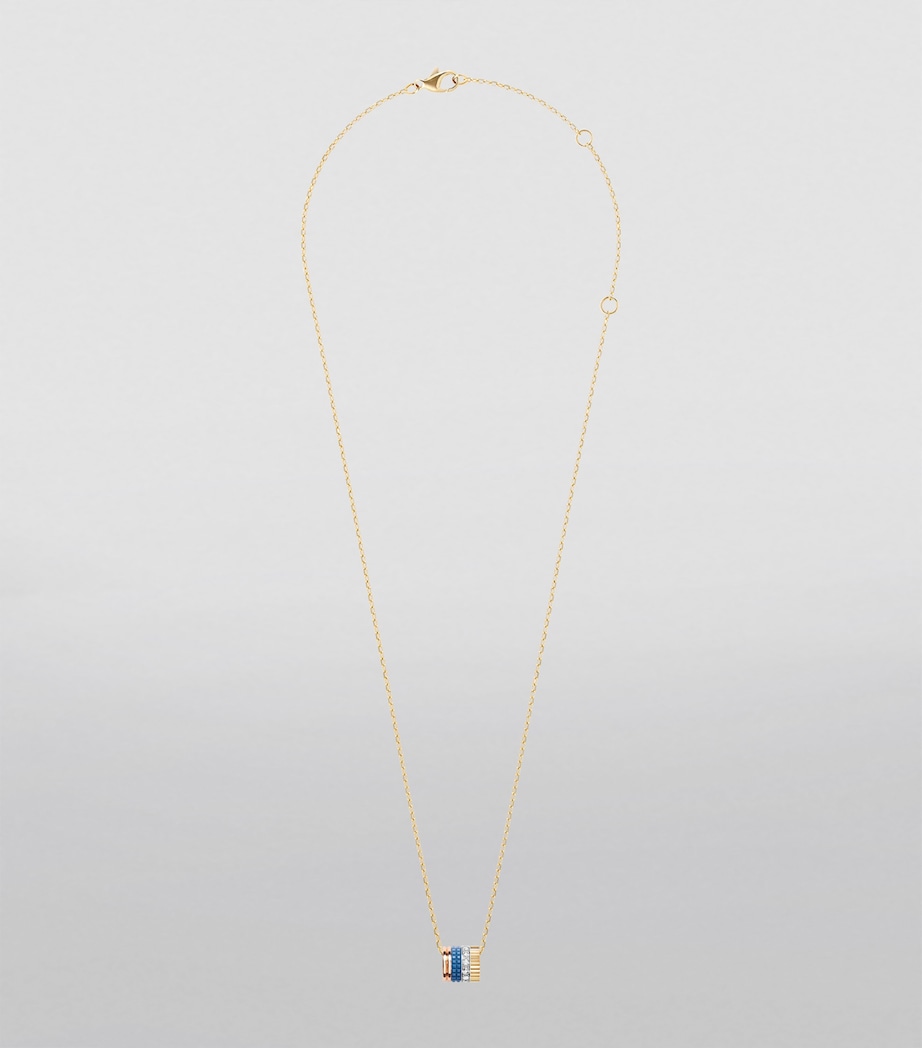 Mixed Gold and Diamond Quatre Blue Edition Pendant Necklace YELLOW GOLD Image 3
