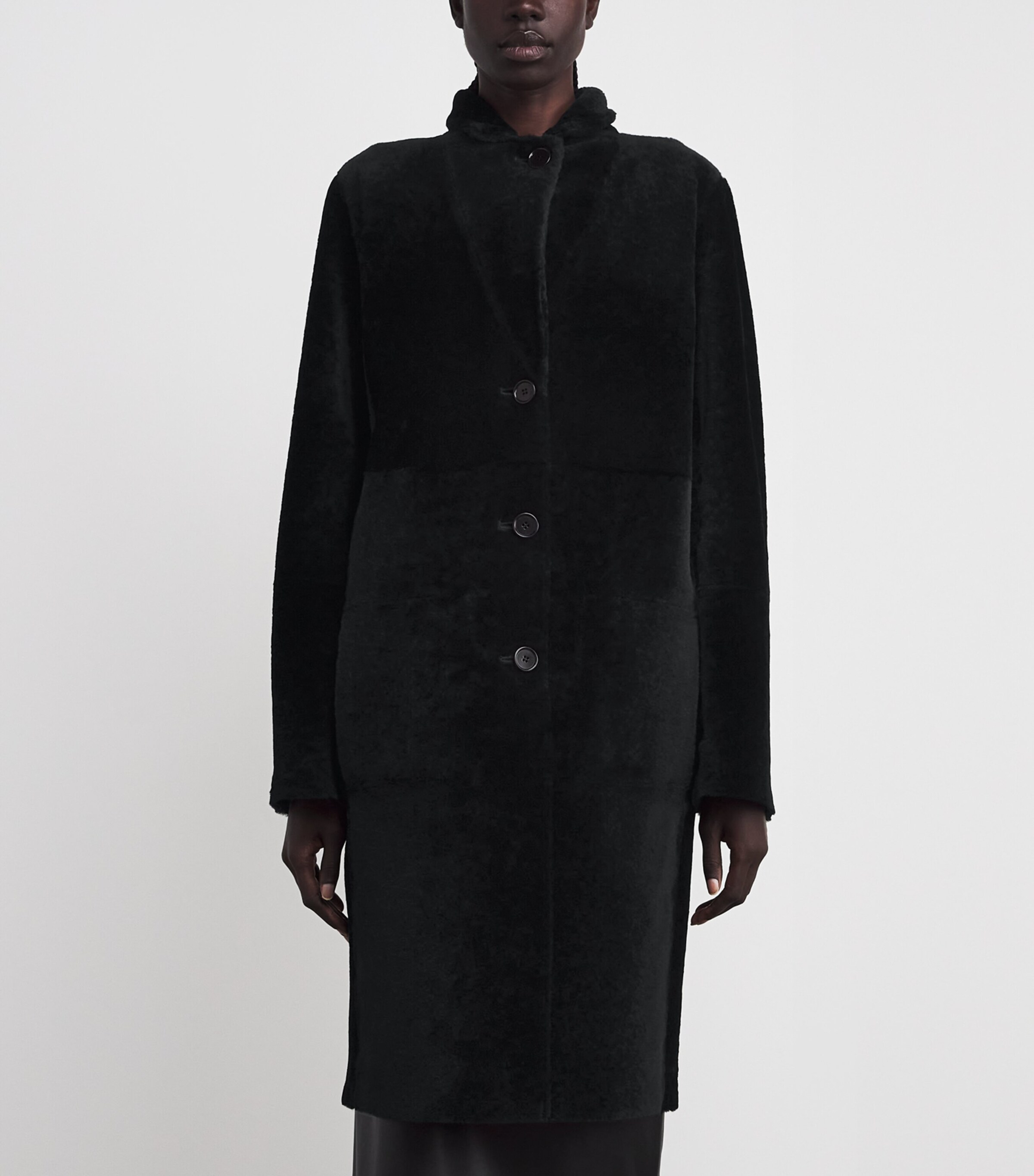 Joseph Womens Reversible Shearling-Leather Britanny Coat Black Image 3