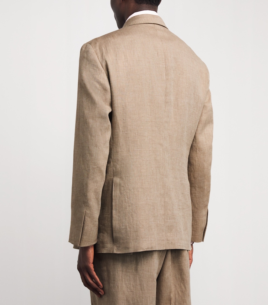 Ralph Lauren Purple Label Mens Linen-Cotton-Silk Double-Breasted Blazer Khaki Mu Image 5