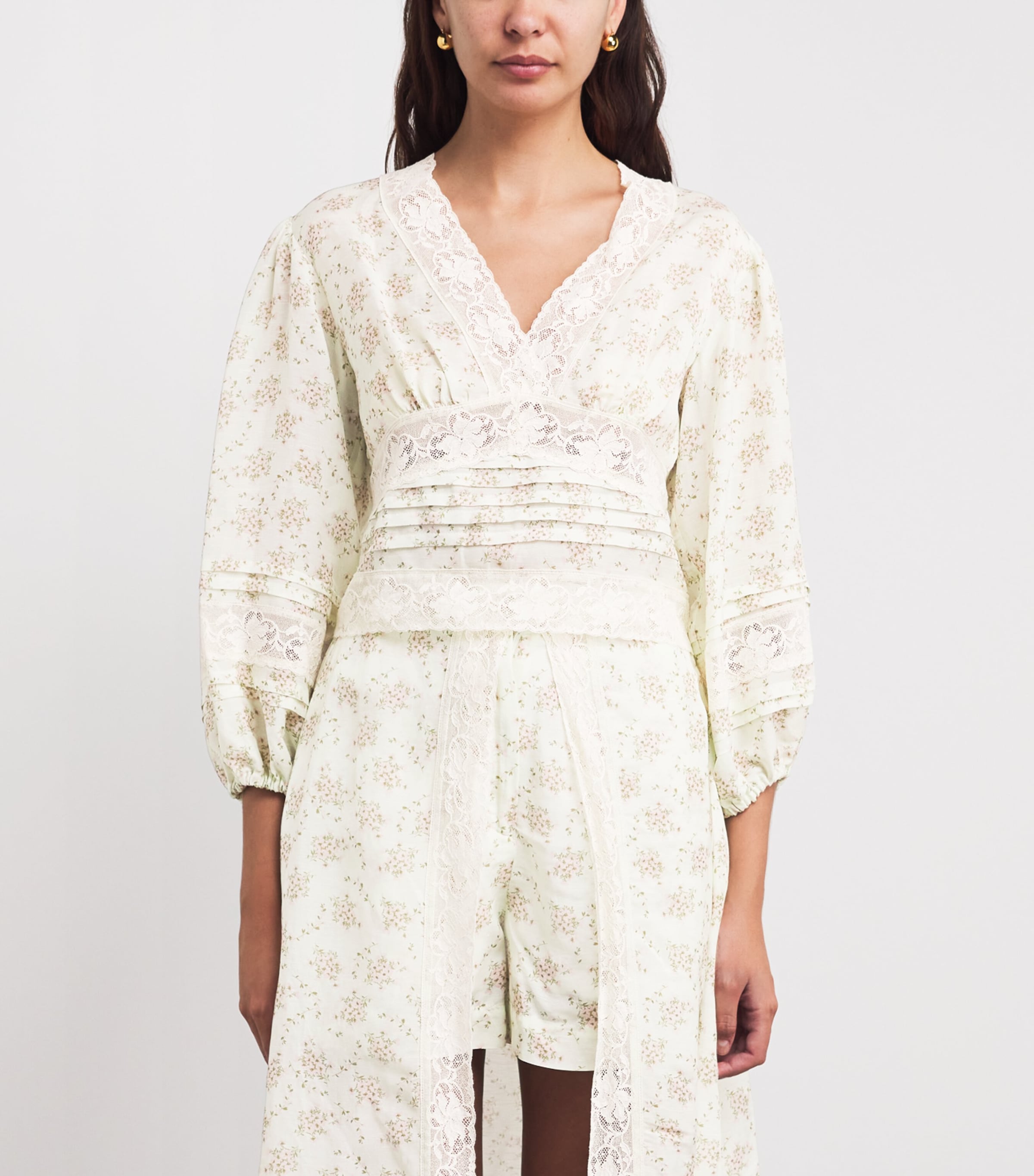 Sandro Paris Womens Floral Tie-Back Blouse Pink / Green Image 4