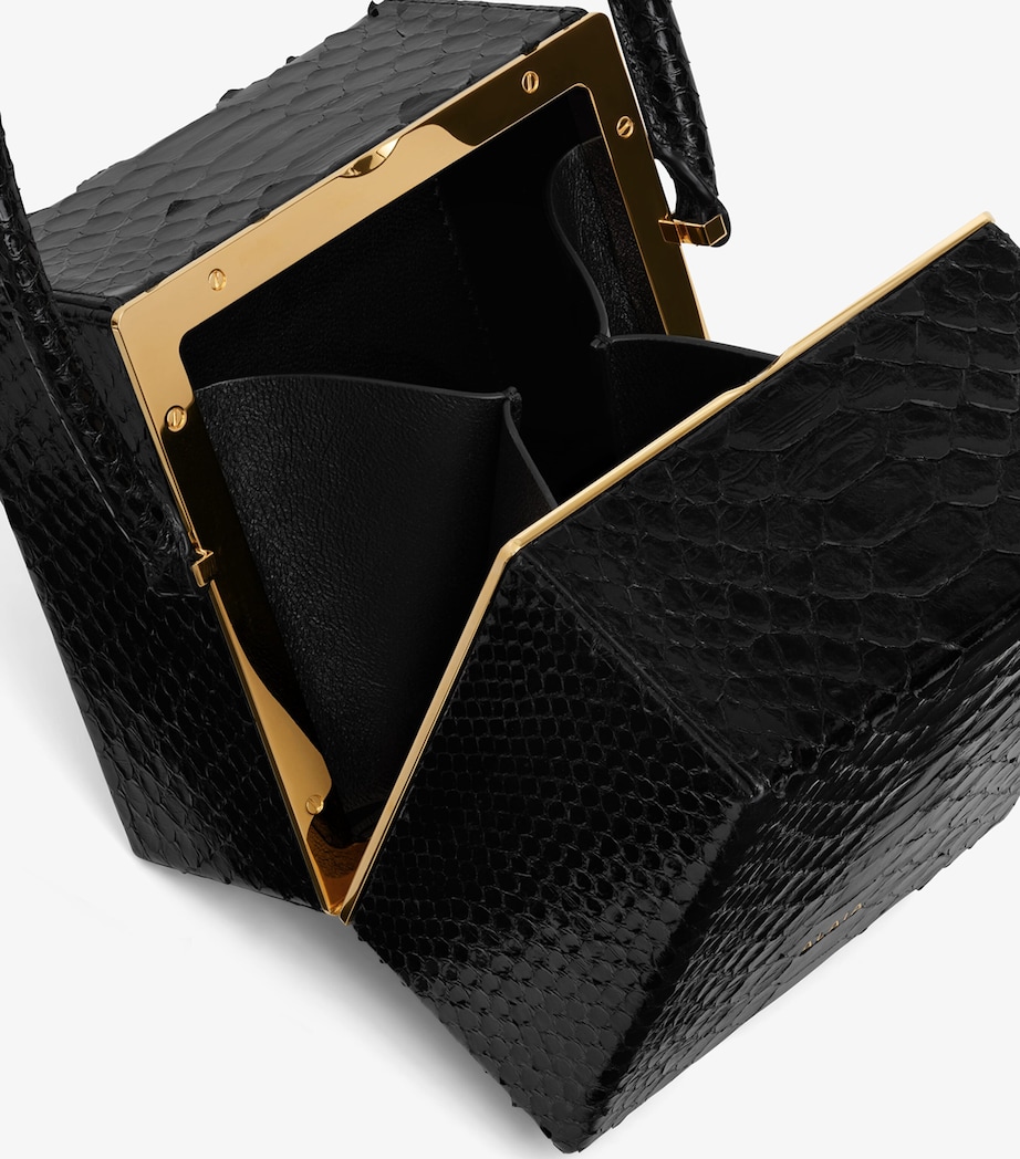 Snakeskin Cube Top-Handle Bag NOIR Image 4