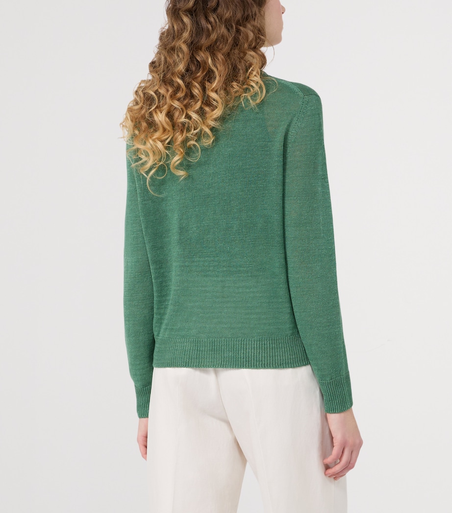 Linen Crew-Neck Sweater GREEN Image 3