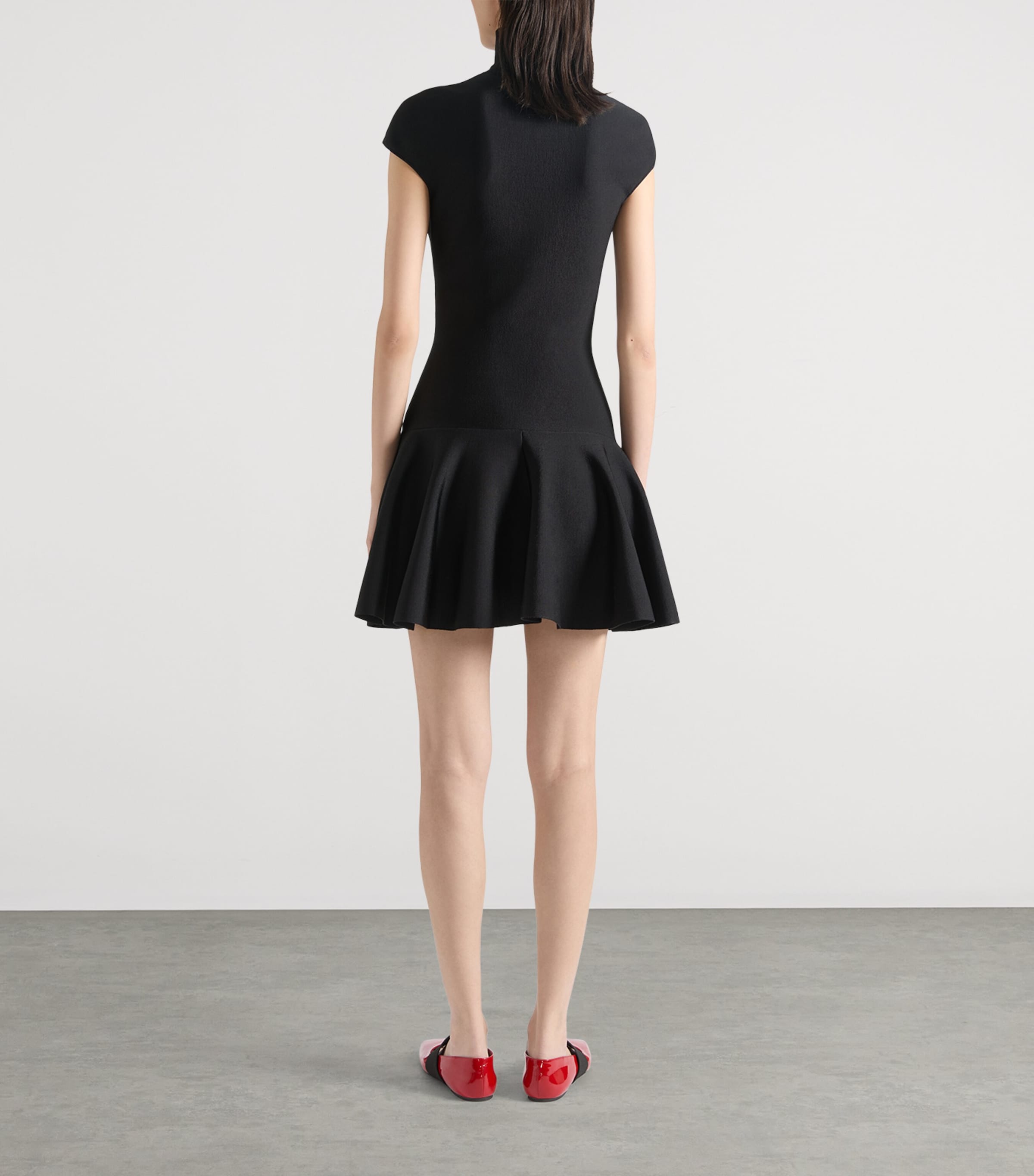 Knitted Cap Sleeve Mini Dress BLACK Image 3