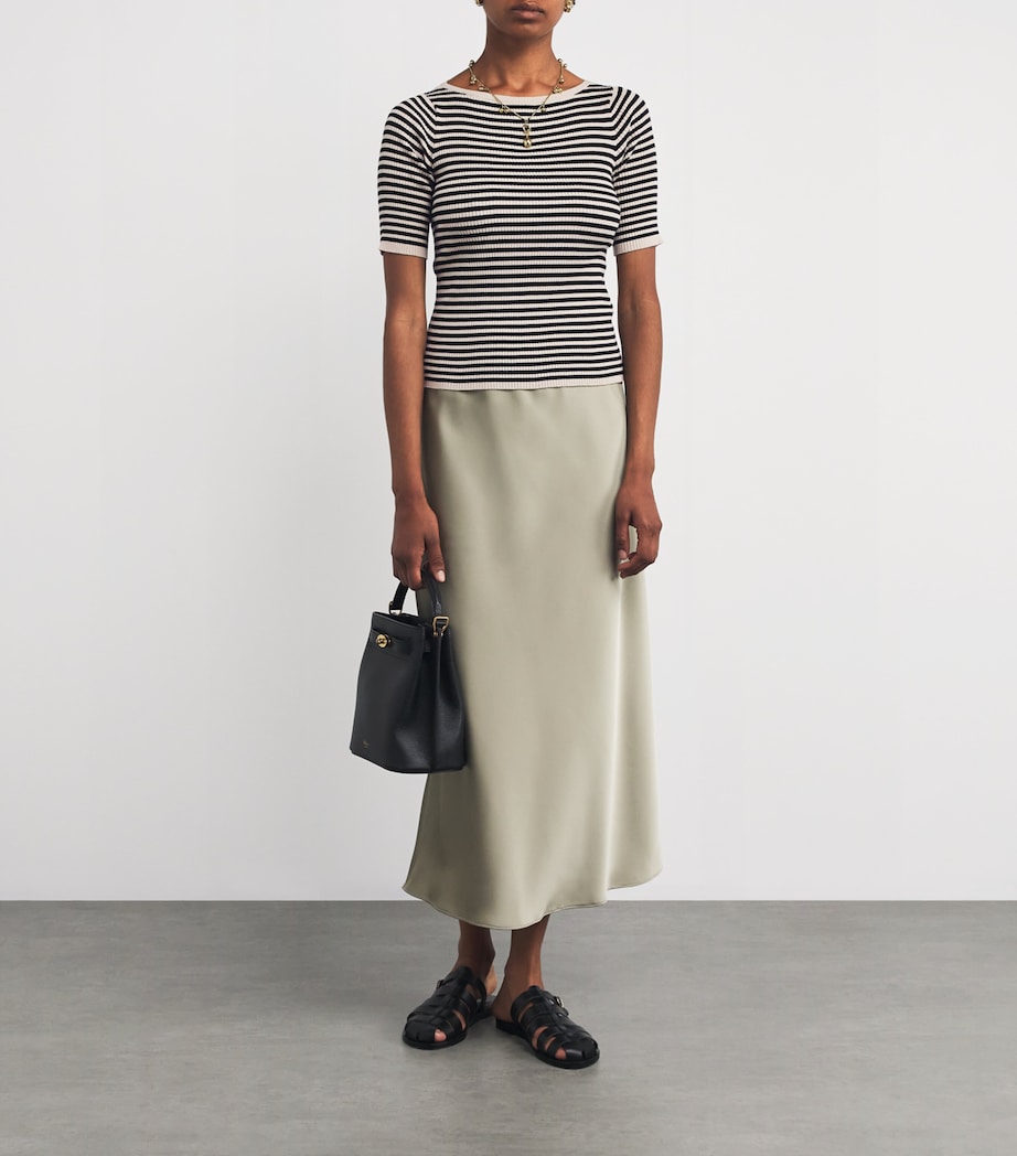 Stripe Short-Sleeve Sweater BEIGE Image 2