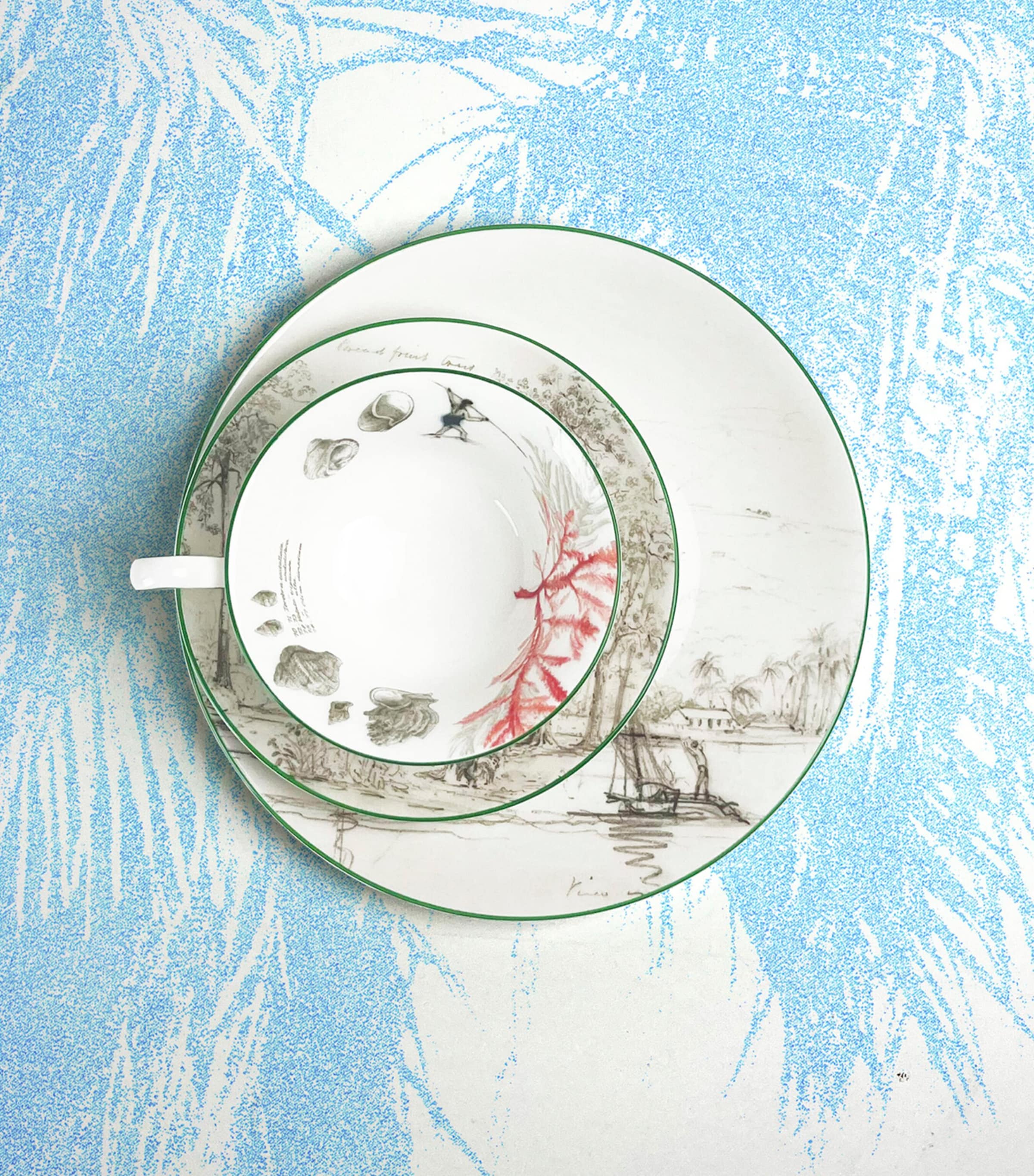 Wedgwood Voyage of the Beagle Tahiti Plate, Teacup and Saucer Set Image 2