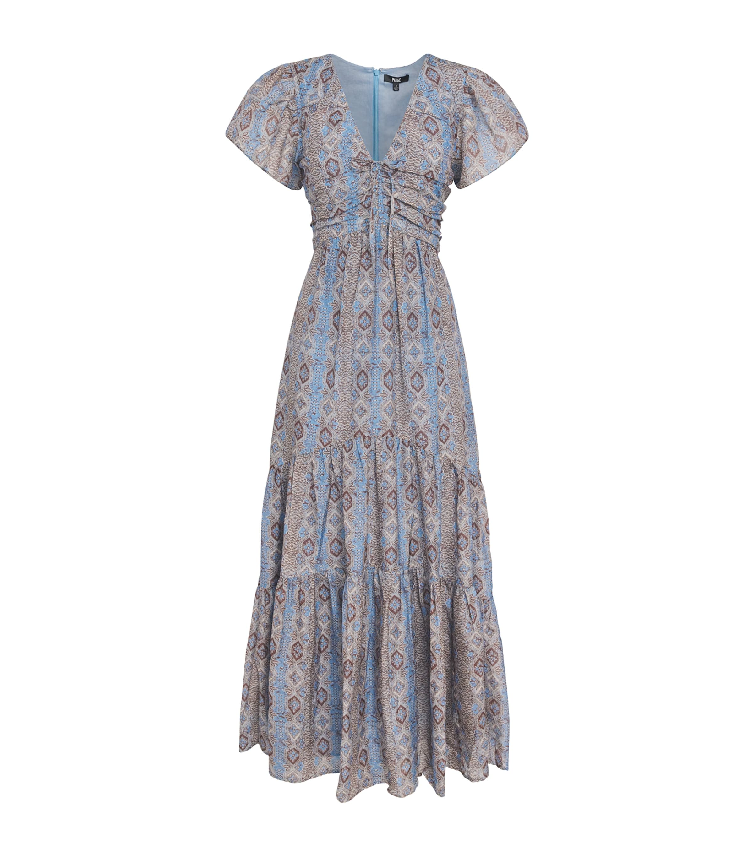 Paige Womens Slate Blue Multi Kinga Paisley-print Cotton And Silk-blend Maxi Dress In Gray