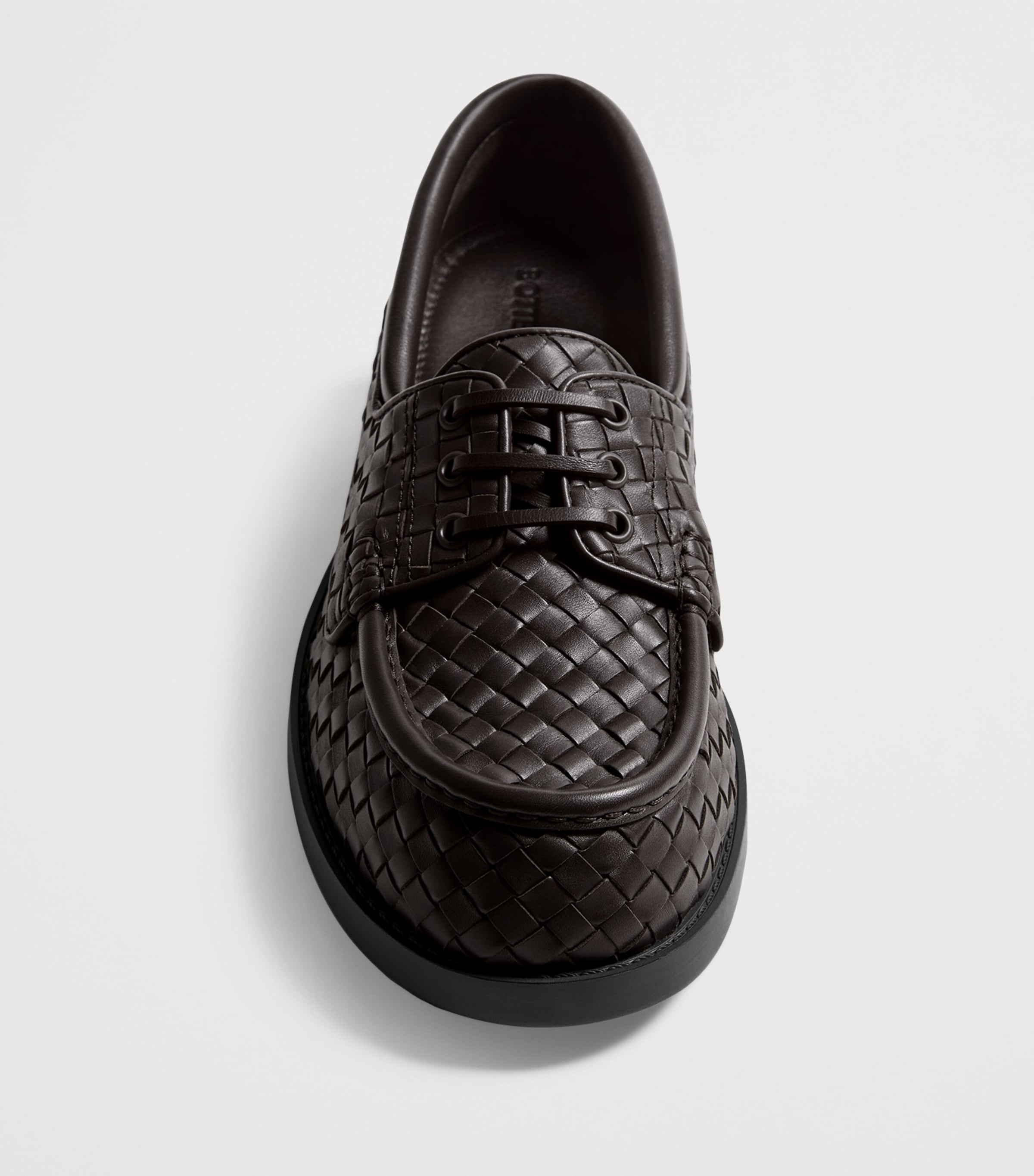 Bottega Veneta Leather Intrecciato Lace-Up Loafers Image 3