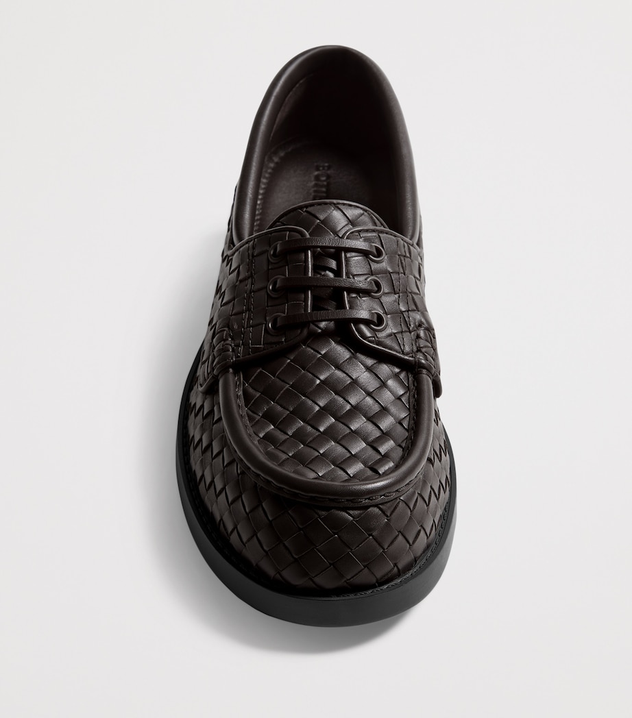 Bottega Veneta Leather Intrecciato Lace-Up Loafers Image 3