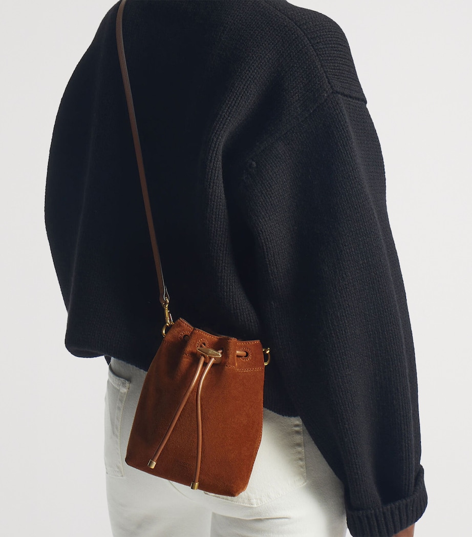 Jimmy Choo Mini Suede Cinch Bucket Bag Tan/gold Image 2
