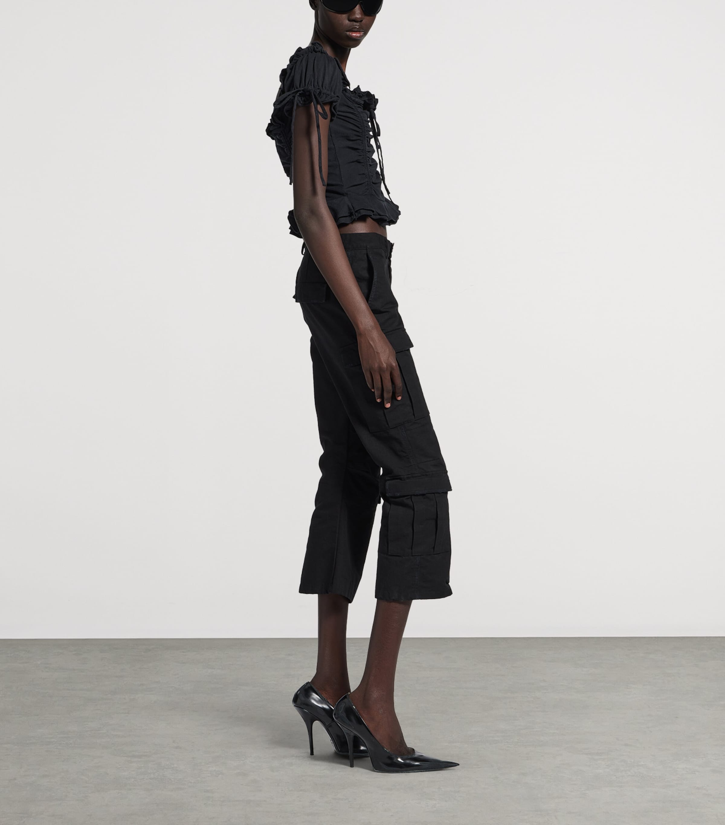 Cotton Gathered Crop Top 1041 Image 4