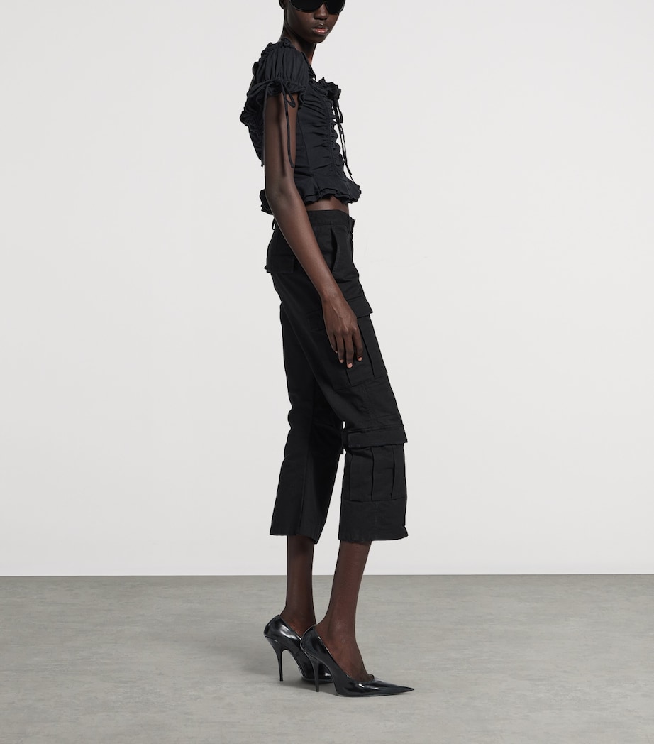 Cotton Gathered Crop Top 1041 Image 4