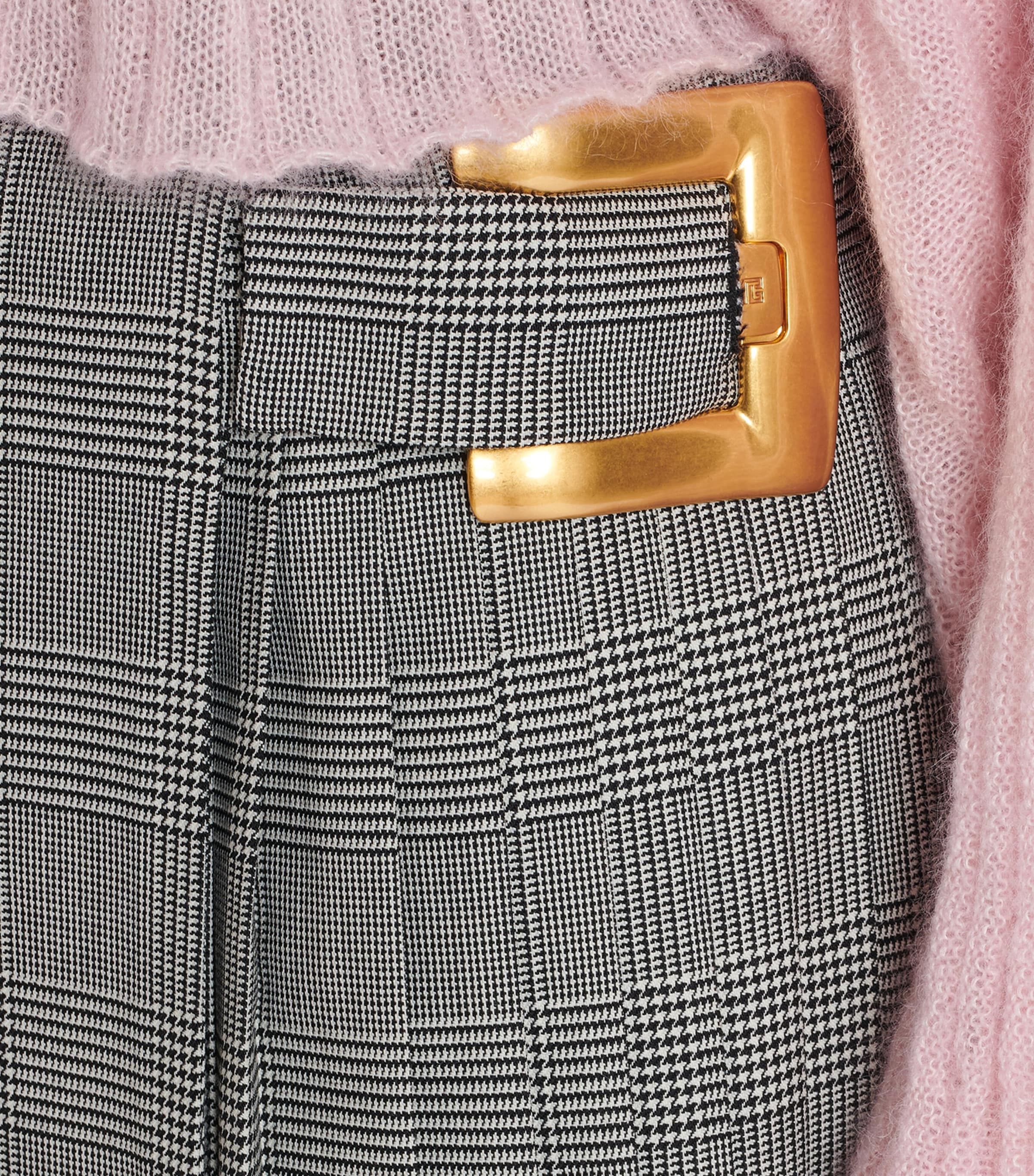 Virgin Wool-Blend Check Midi Skirt EAB NOIR/BLANC Image 7