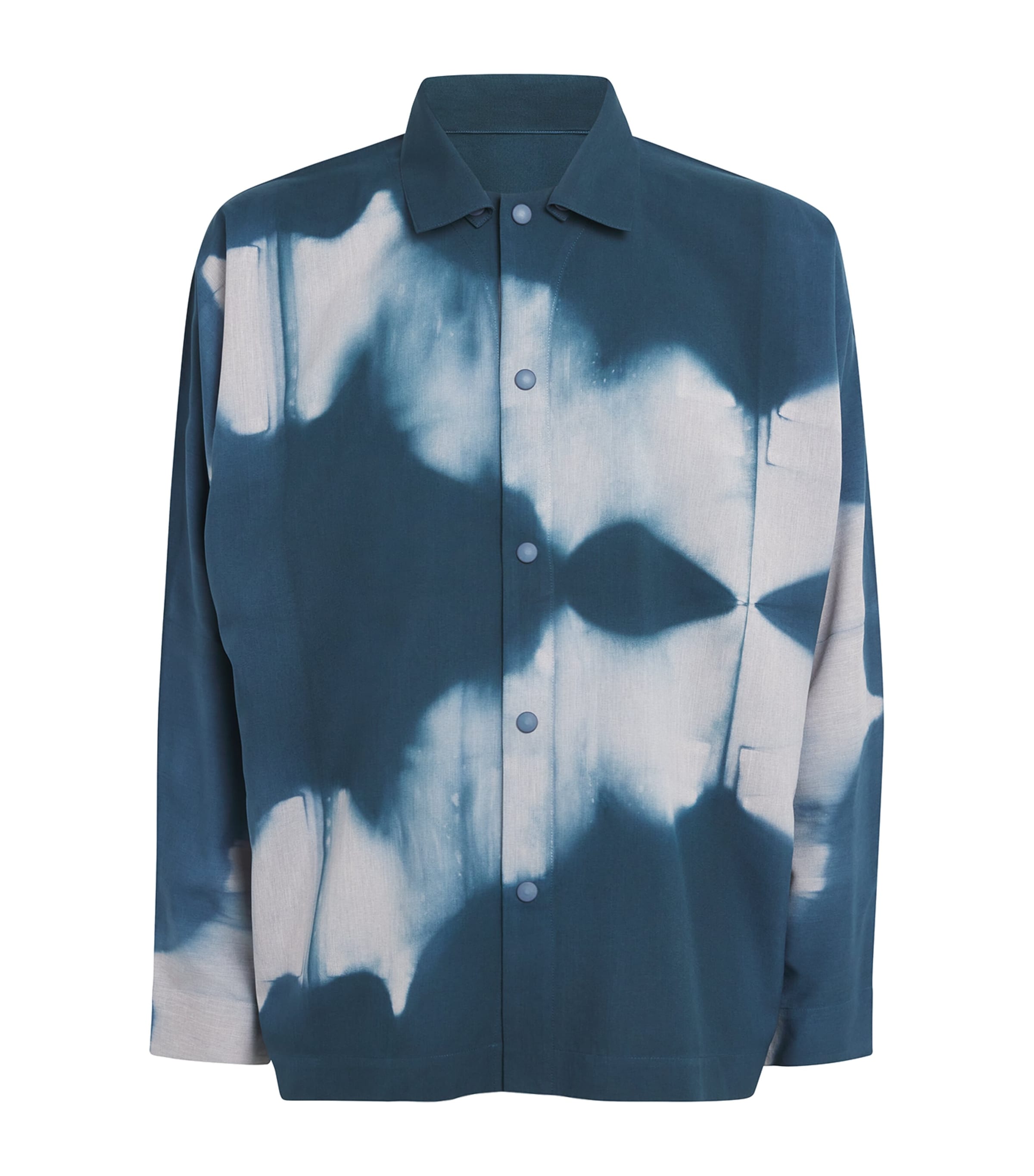 IM MEN Mens Shibori-Dyed Itajime Shirt Gray Image 1
