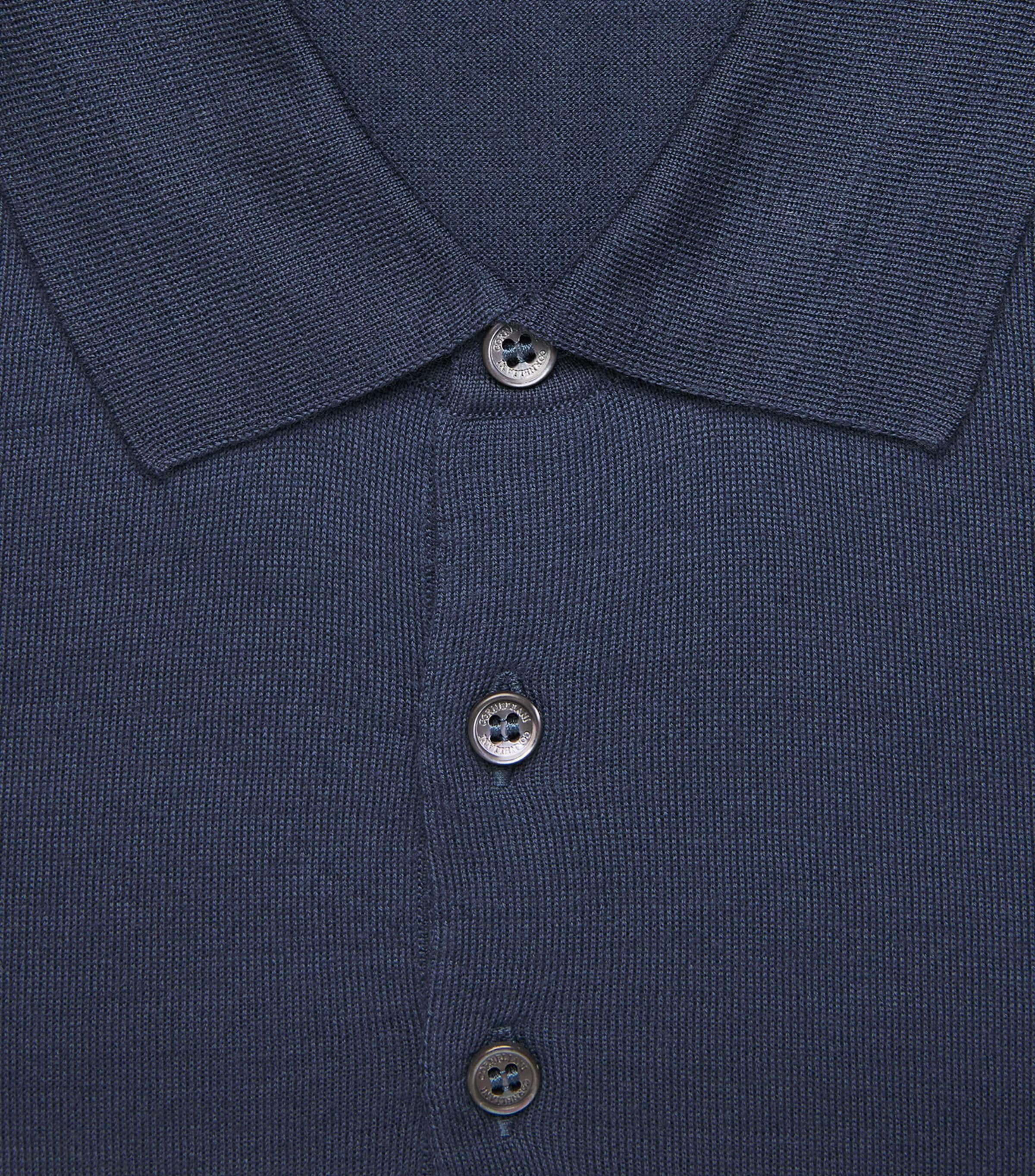 Corneliani Mens Wool Polo Shirt Drk Ceruole Ble Image 6