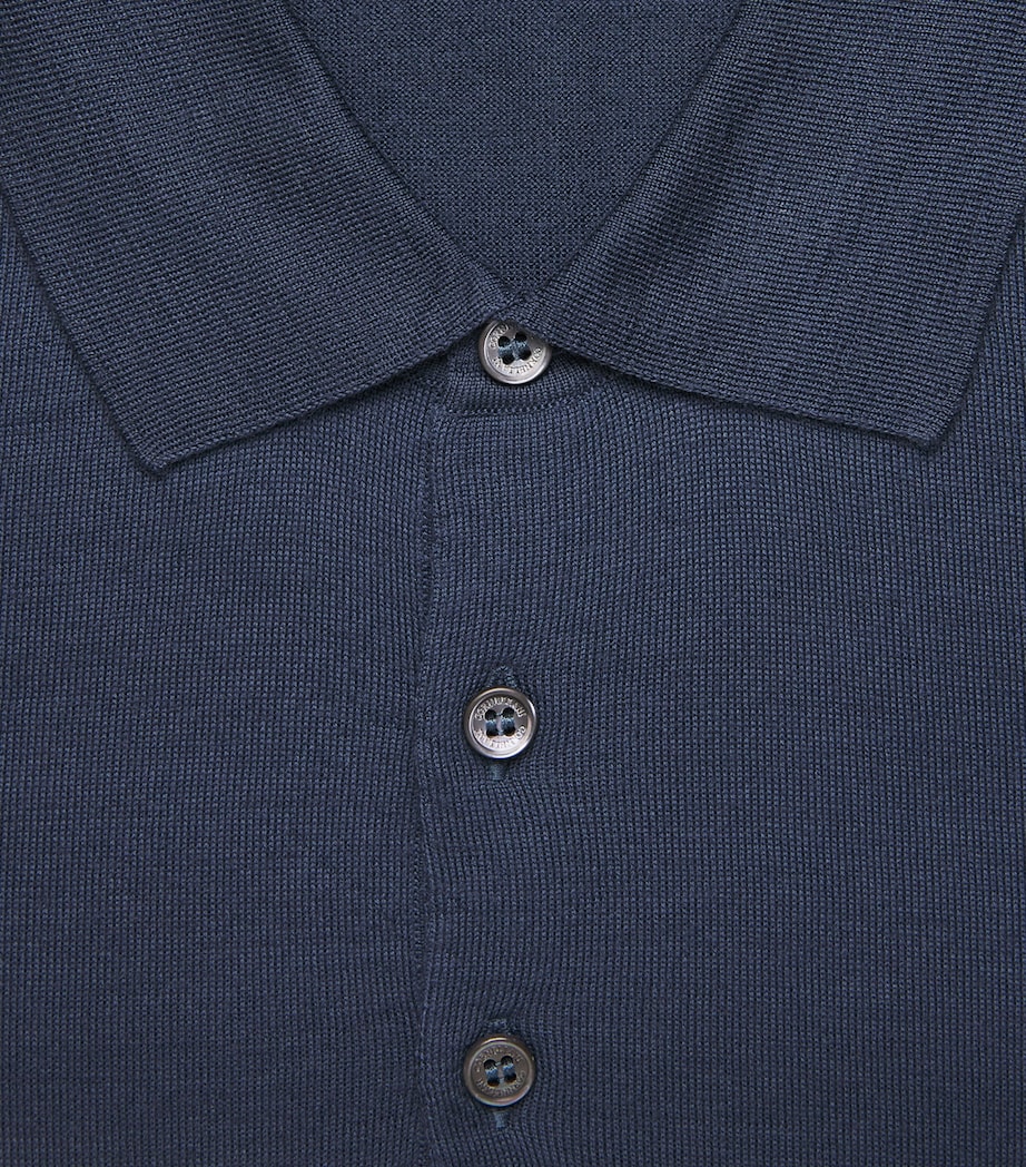Corneliani Mens Wool Polo Shirt Drk Ceruole Ble Image 6