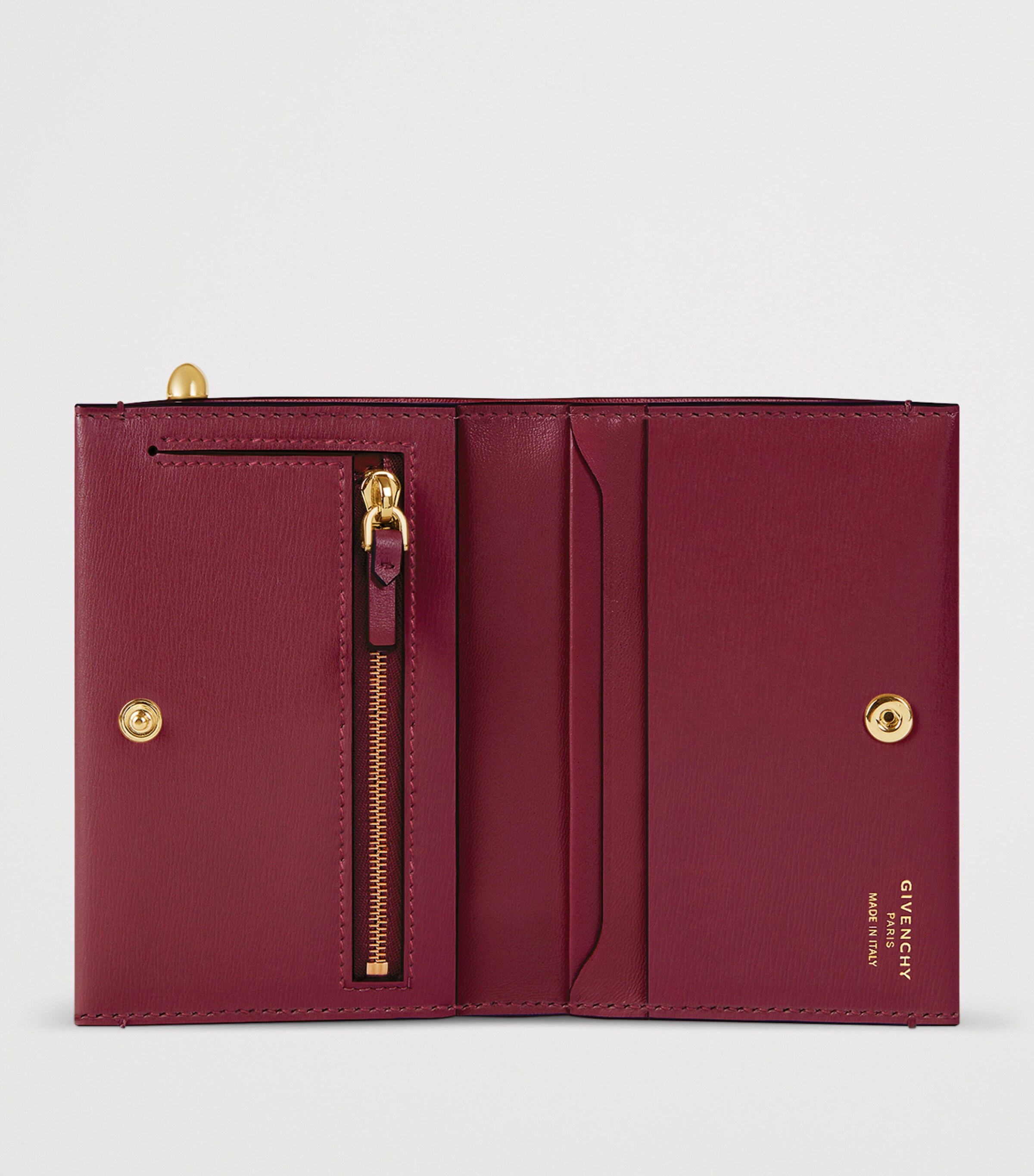 Leather Pinch Bifold Wallet BURGUNDY Image 3