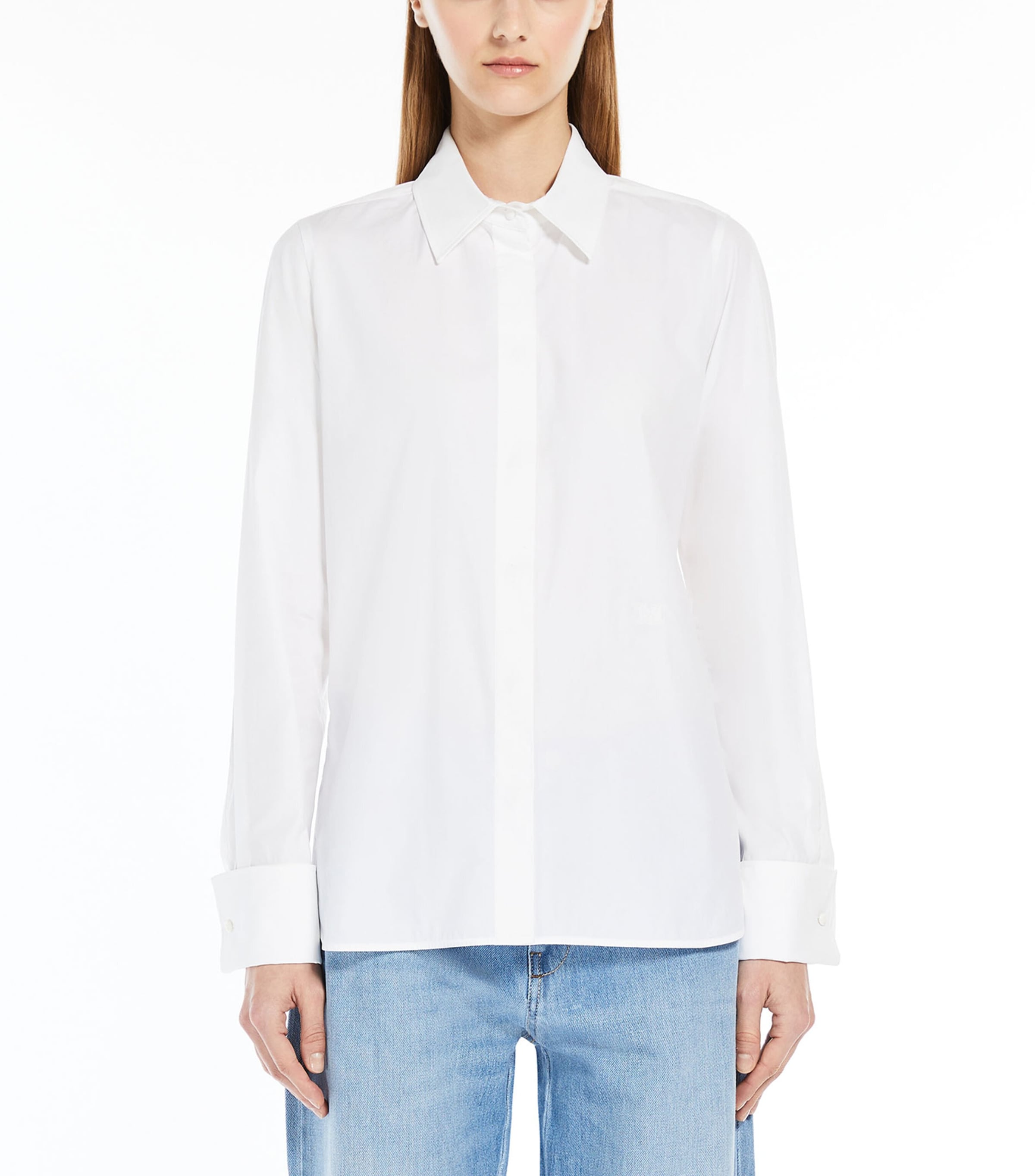 Max Mara Womens Stretch-Cotton Shirt Optical White Image 2