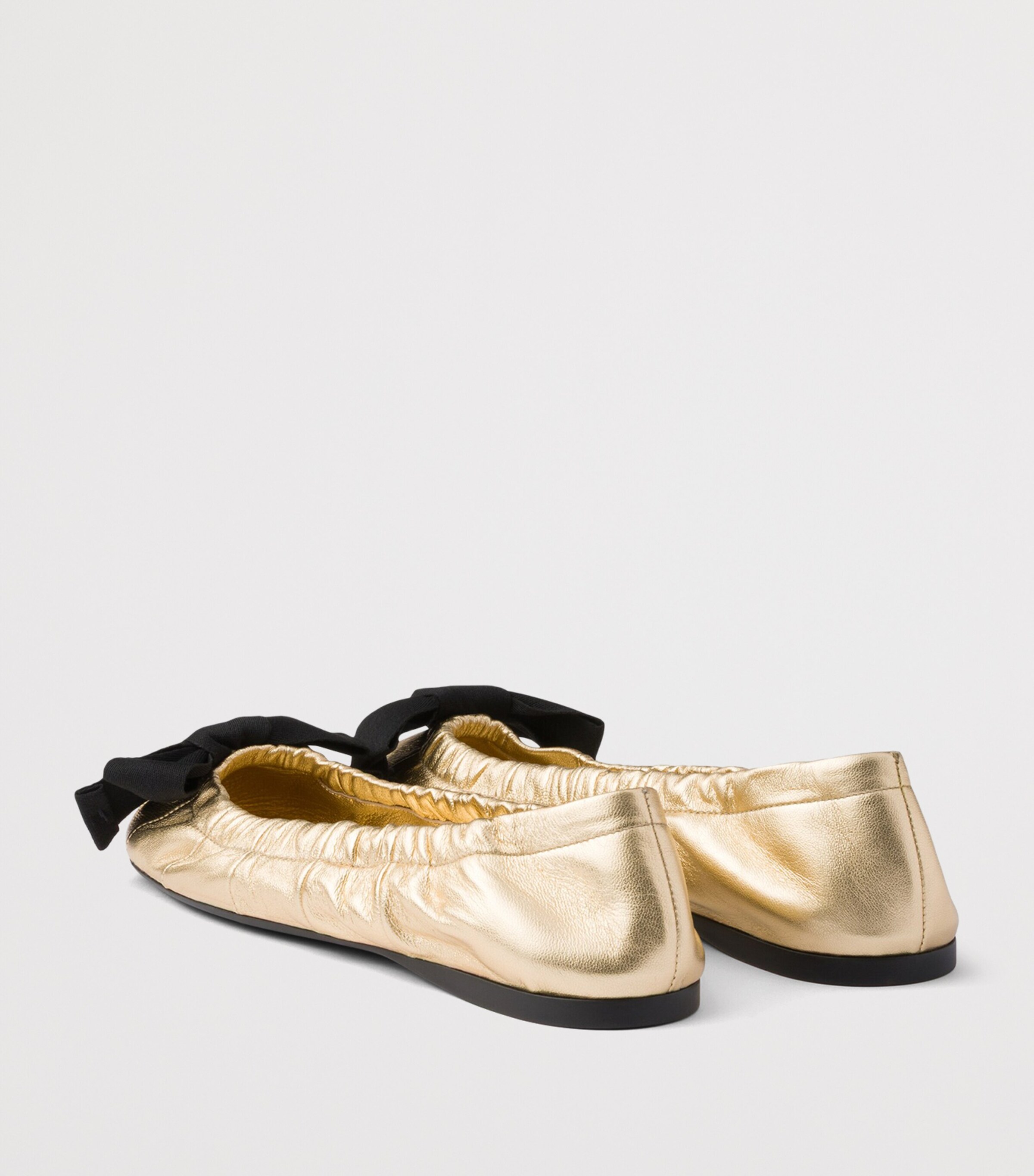 Prada Metallic Nappa Leather Bow Ballet Flats Gold/silver Image 5