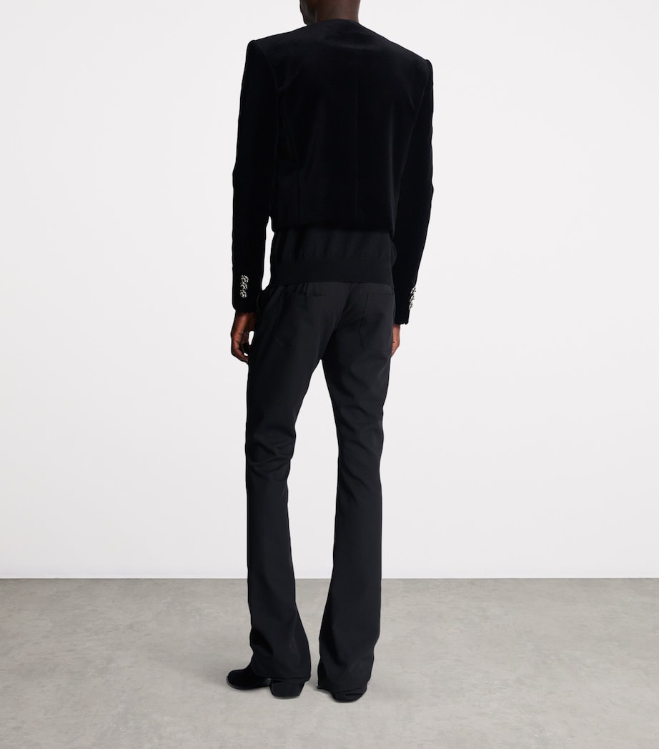 Velvet Embroidered Cropped Jacket EAW NOIR/CRISTAL Image 3