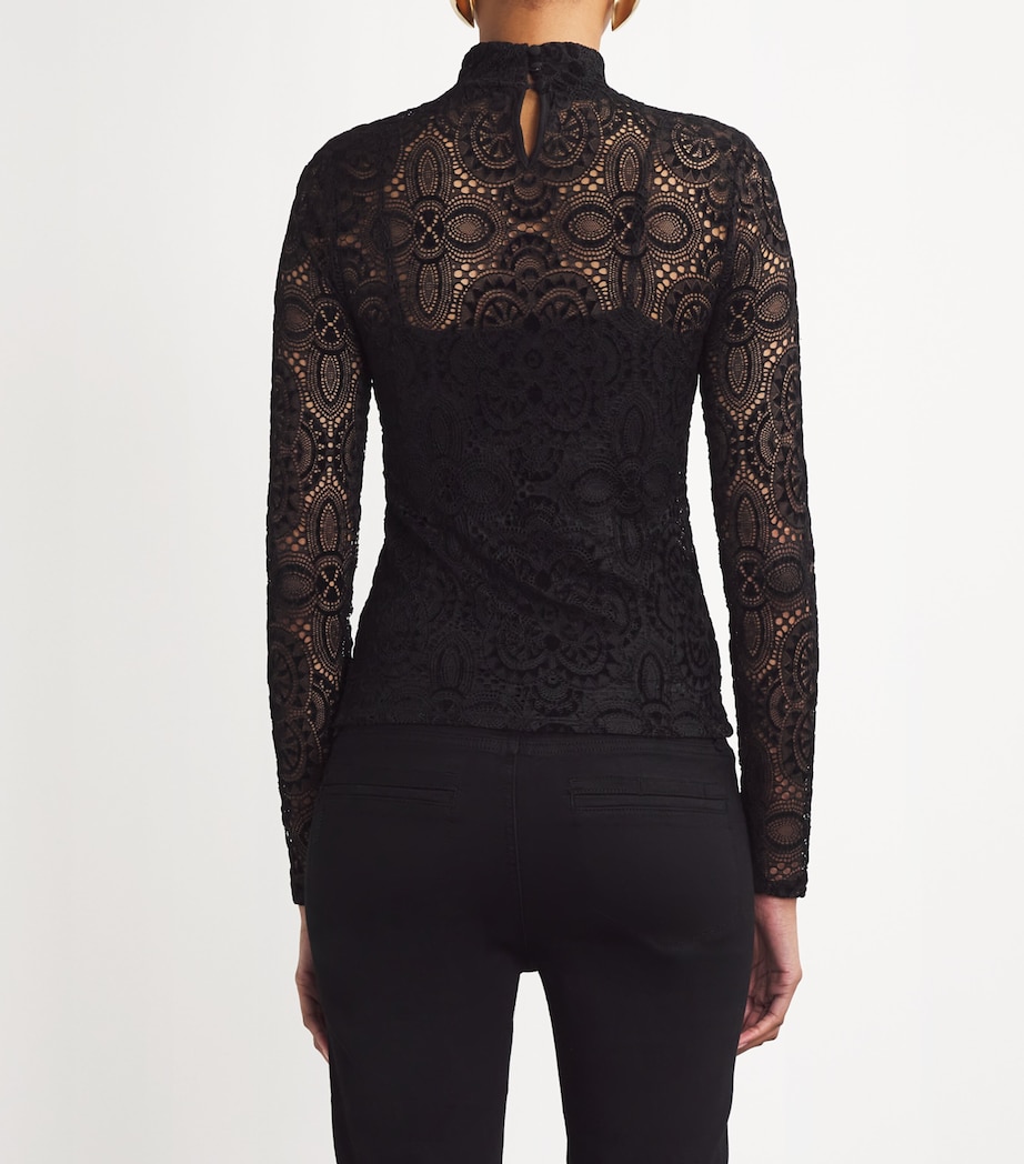Lace Ursula Rollneck Top BLACK Image 4