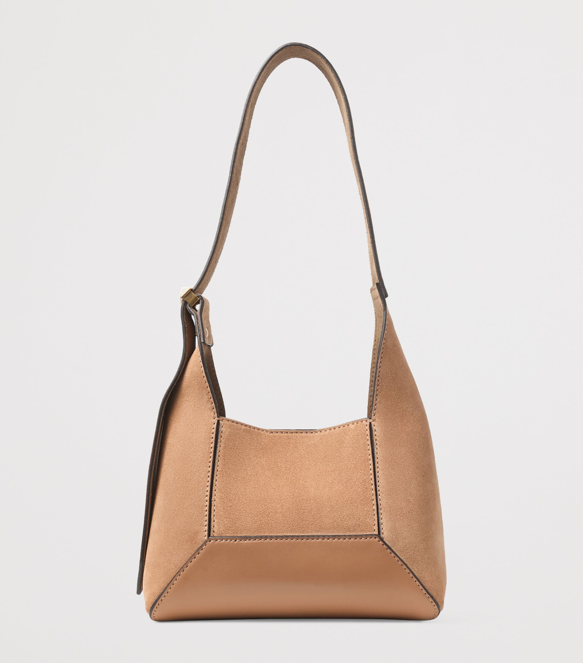Small Leather Diamond Hobo Shoulder Bag TOFFEE/GOLD Image 3