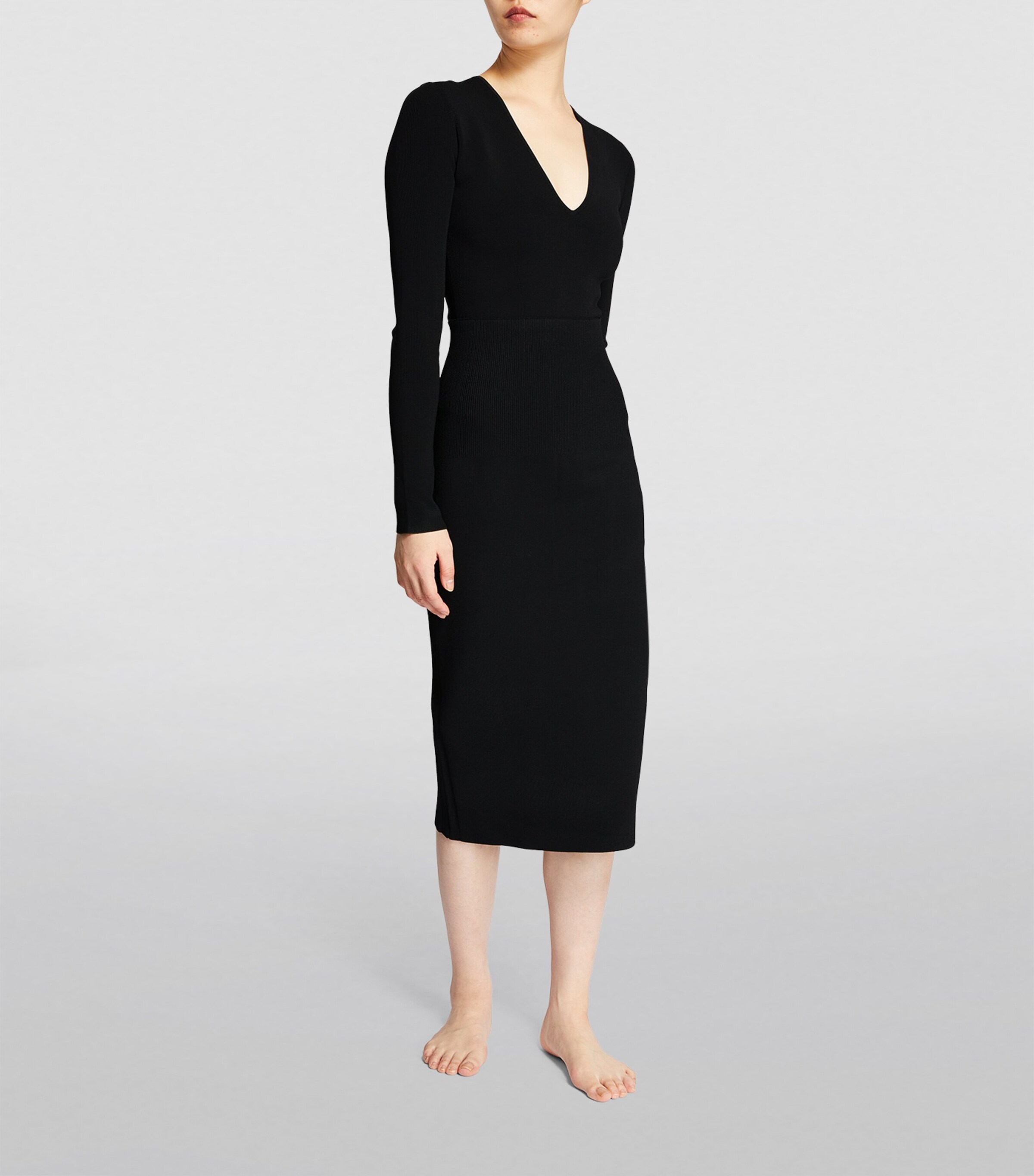 Victoria Beckham Womens VB Body Midi Skirt Black Image 2