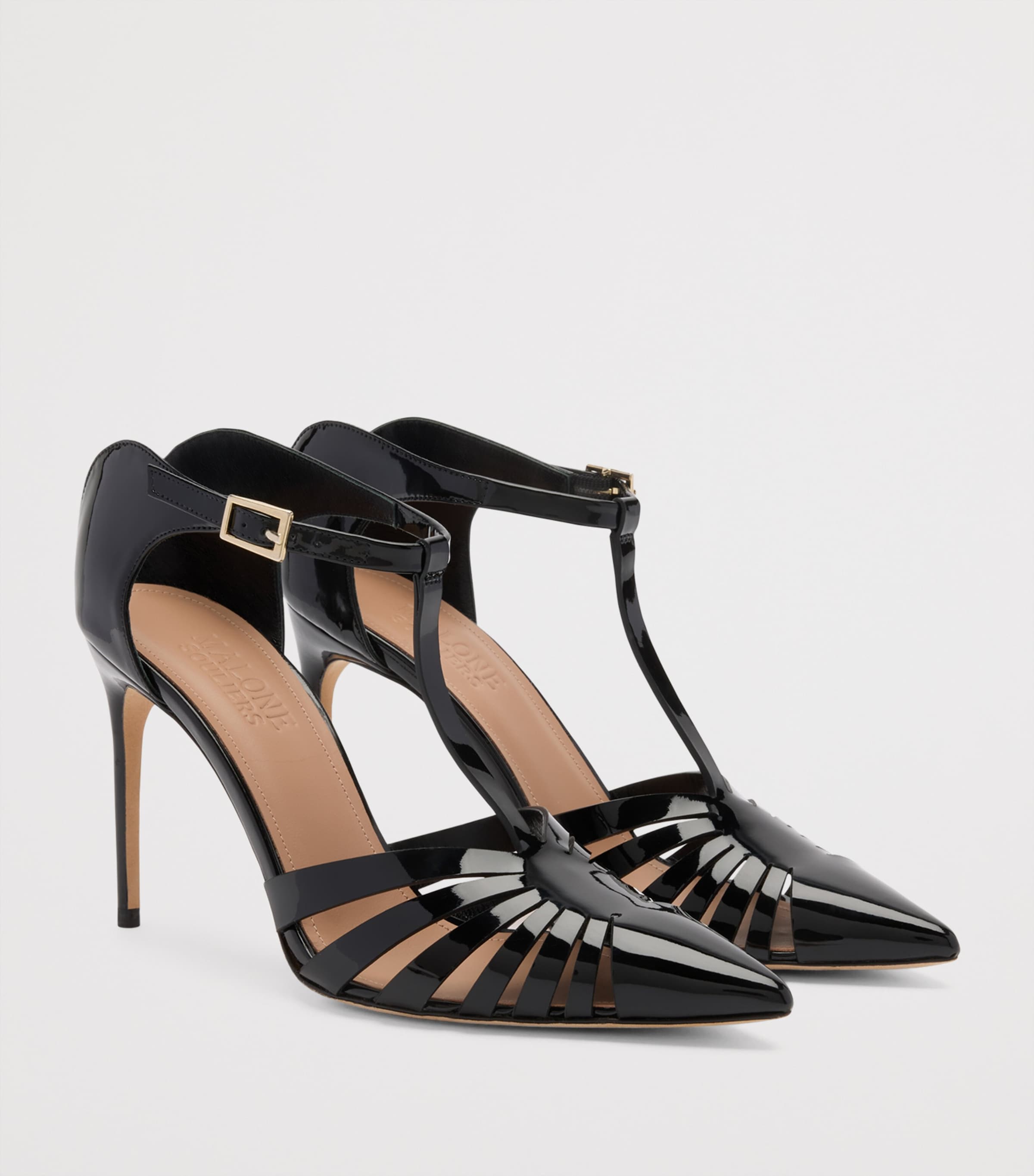 Malone Souliers Patent Leather Jennifer Heeled Mules 90 Black Image 3