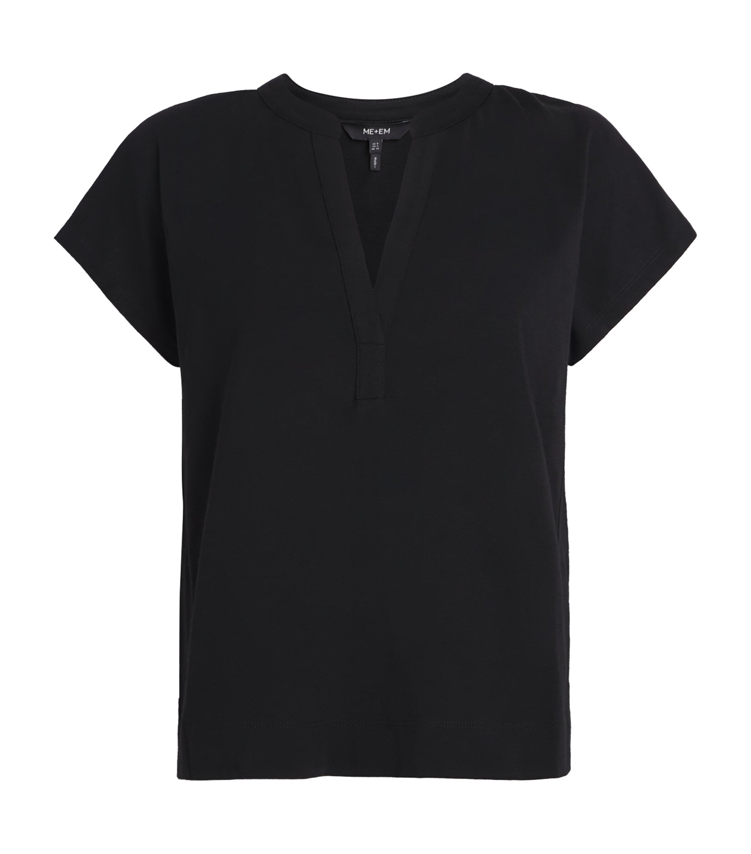 ME+EM Womens Organic Cotton V-Neck Top Black Image 1