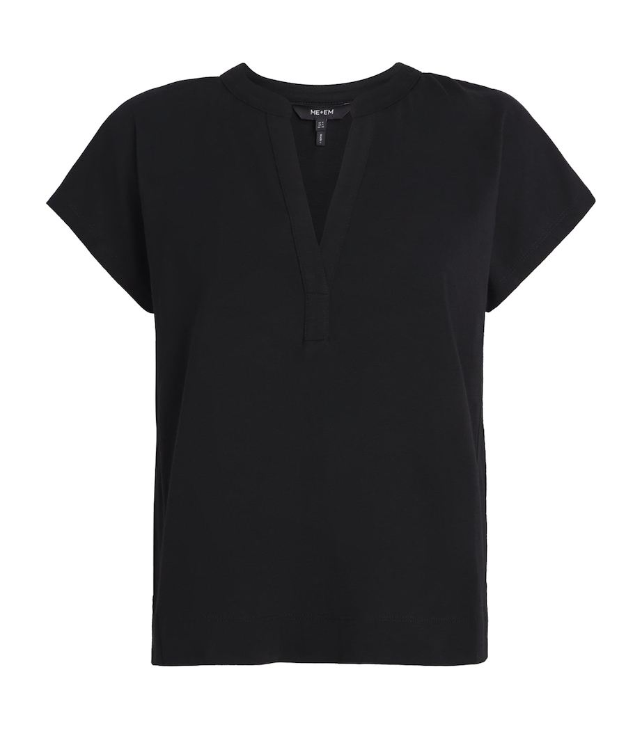 ME+EM Womens Organic Cotton V-Neck Top Black Image 1