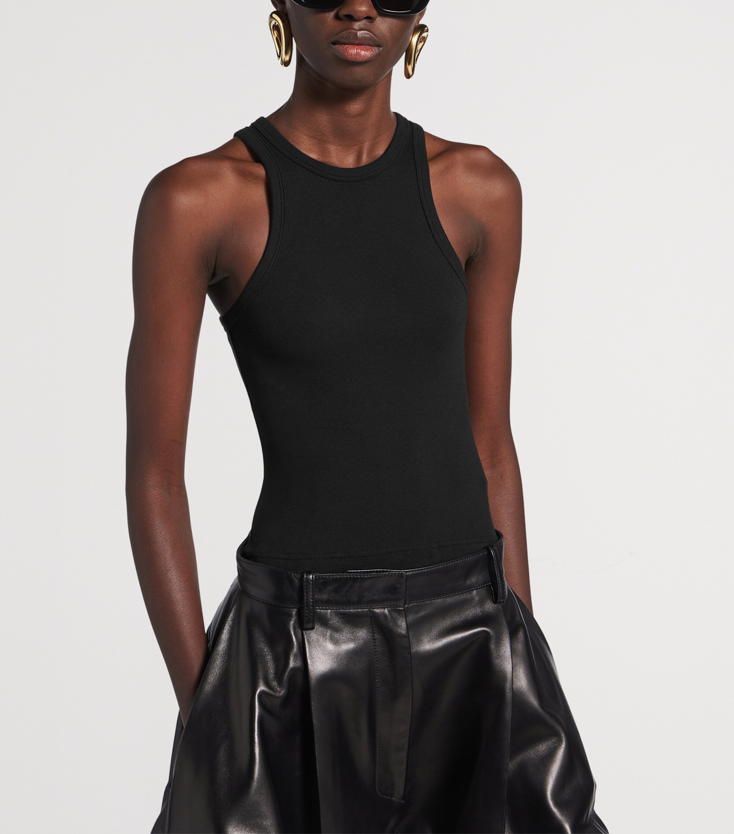 Balenciaga Womens Cotton Ribbed Logo Tank Top Image 5