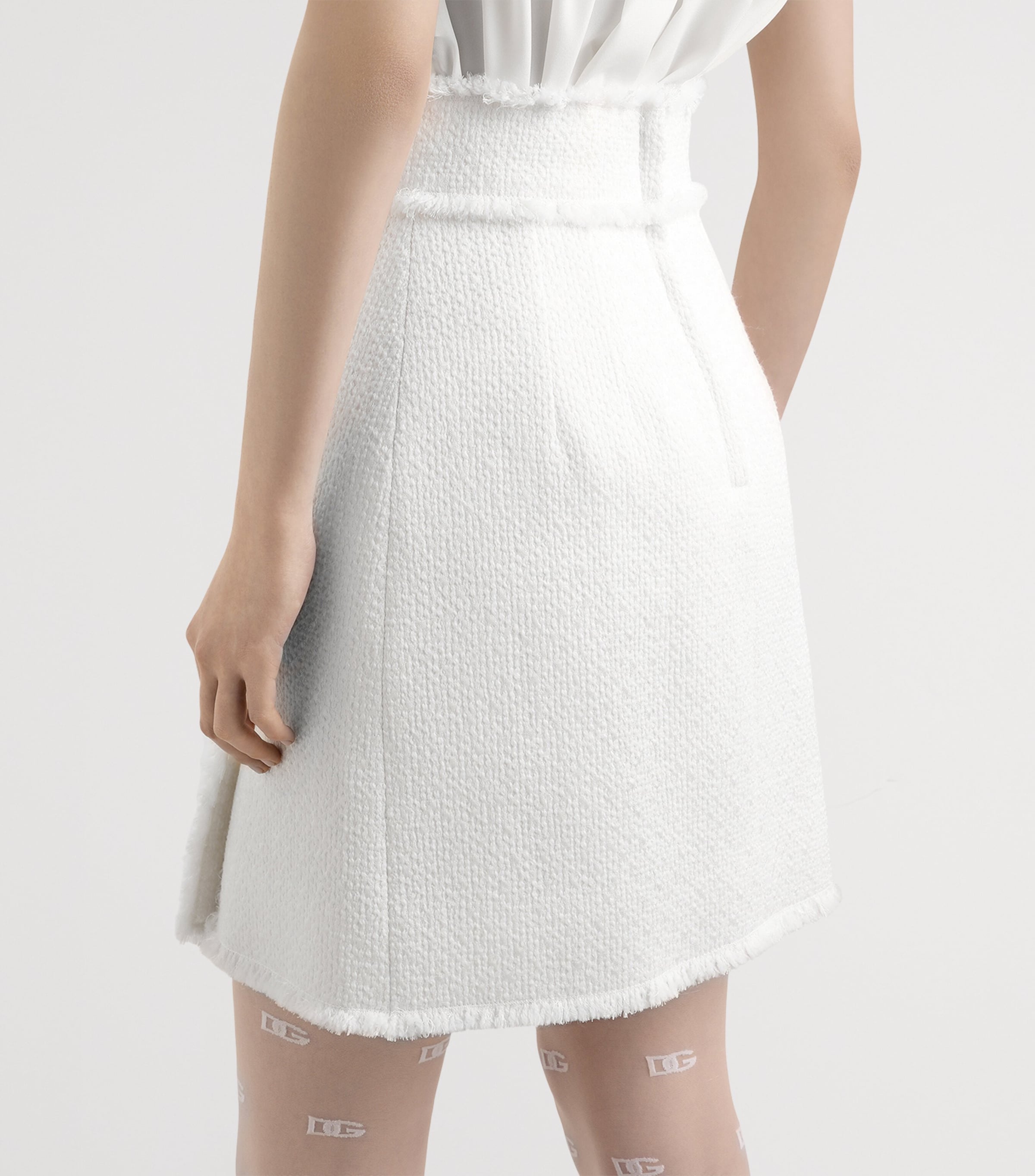 Tweed Mini Skirt VERY LIGHT CREAM Image 5