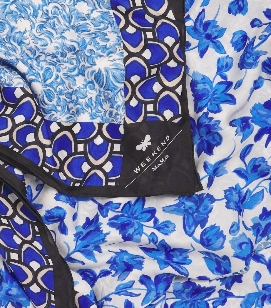 Modal-Silk Patterned Stole Scarf LIGHT BLUE Image 5