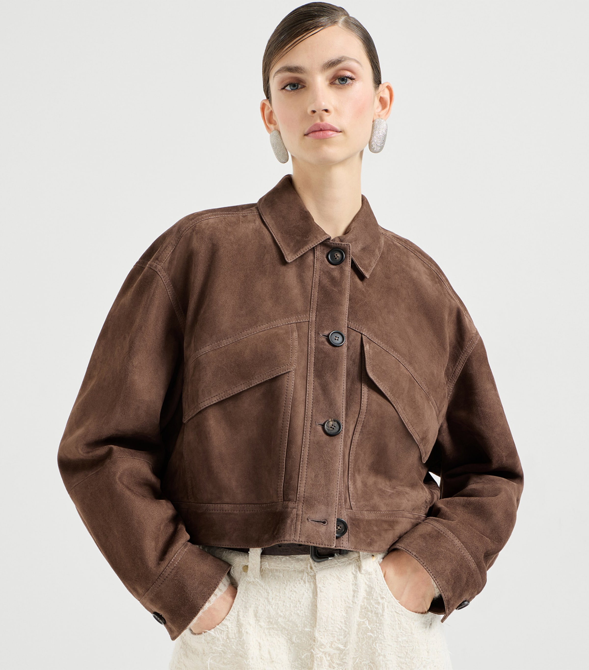 Suede Cropped Jacket C4219 Image 3