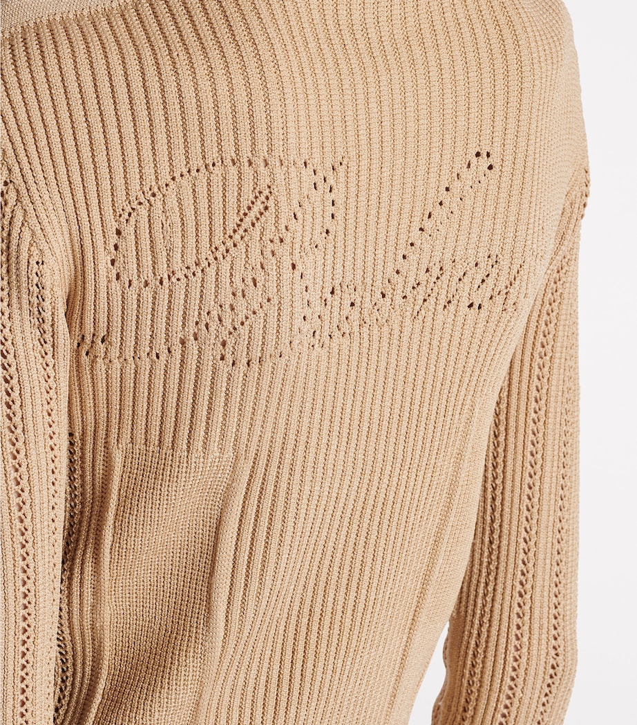 Cropped Rib-Knit Cardigan 0DC NUDE Image 8