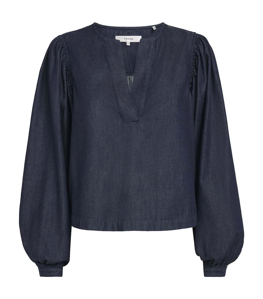 FRAME Womens Denim The Off Duty Popover Blouse Rinse Image 1