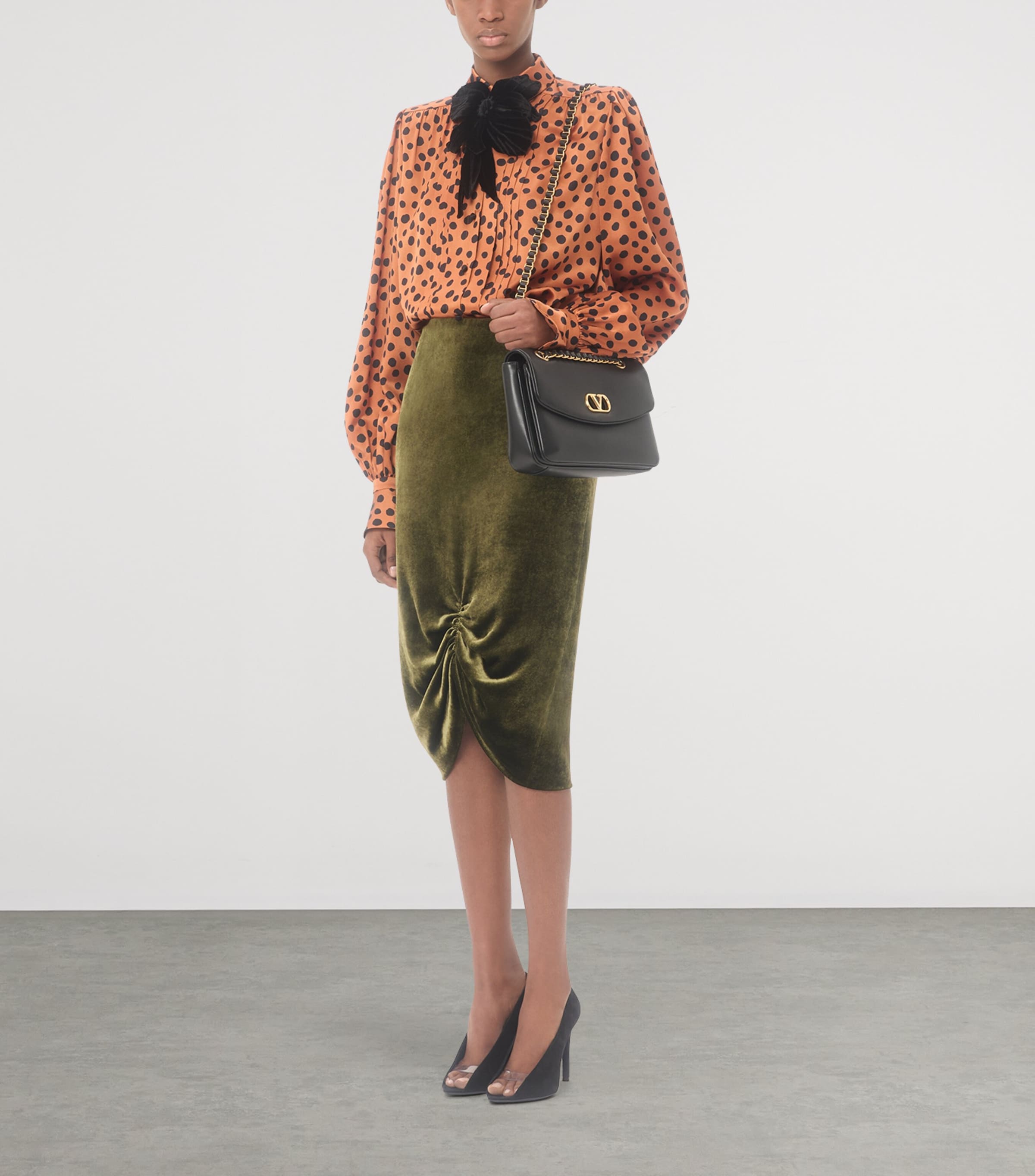 Valentino Womens Silk Polka-Dot Embroidered Blouse Image 5