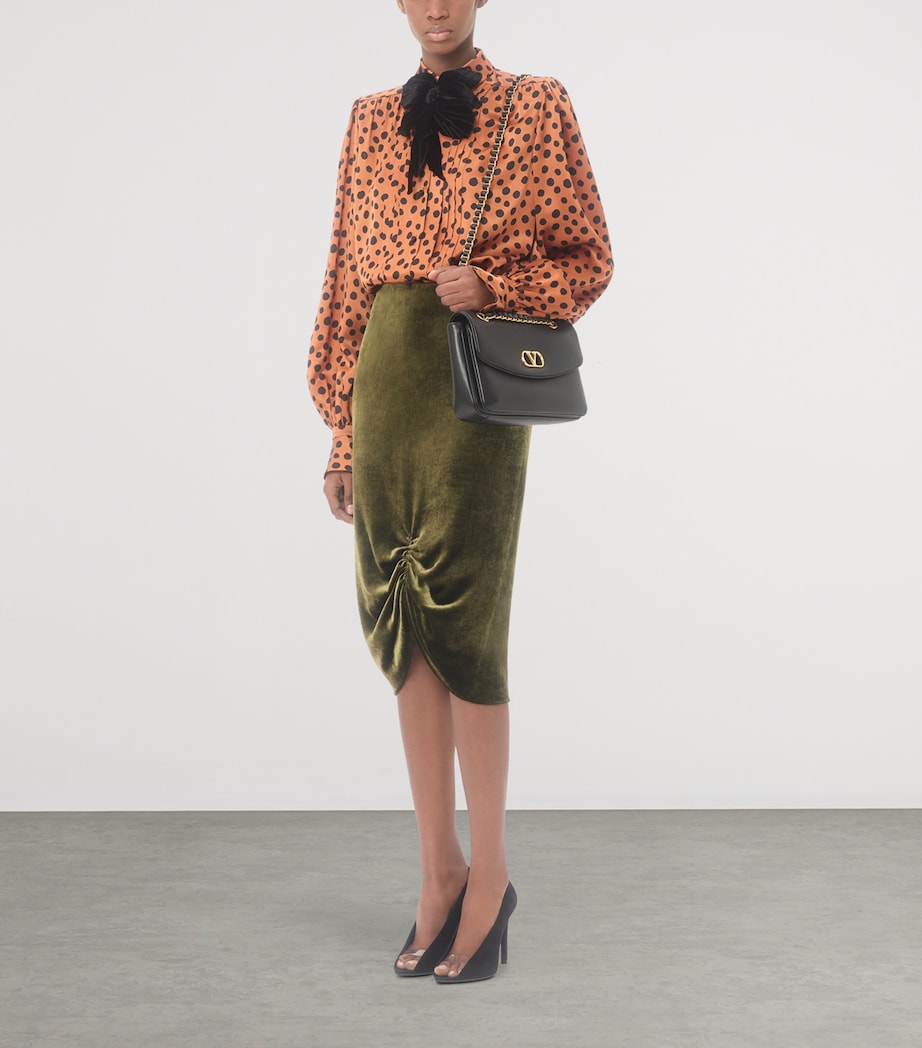 Valentino Womens Silk Polka-Dot Embroidered Blouse Image 5