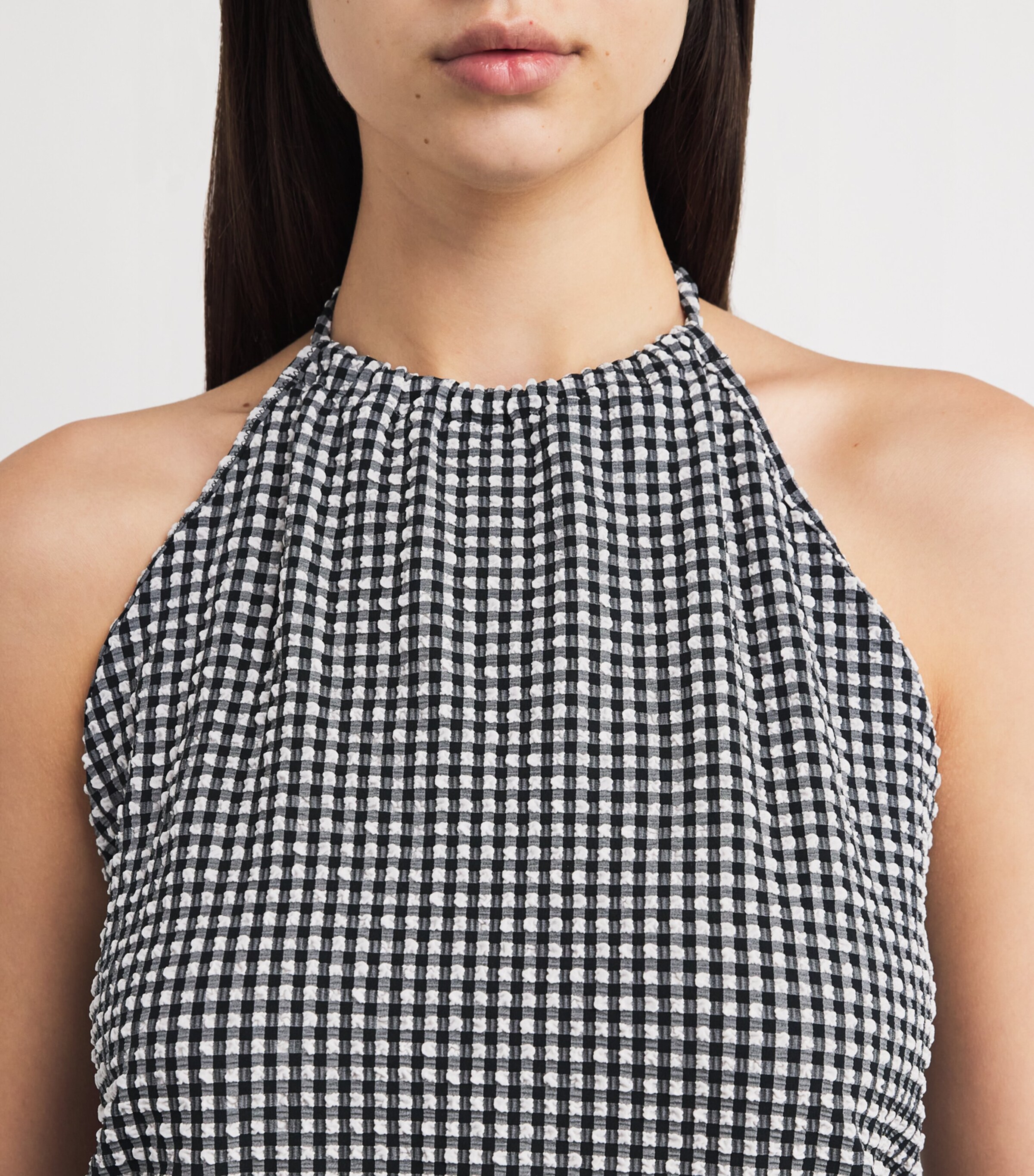 Gingham Halterneck Mini Dress BLACK GINGHAM Image 6