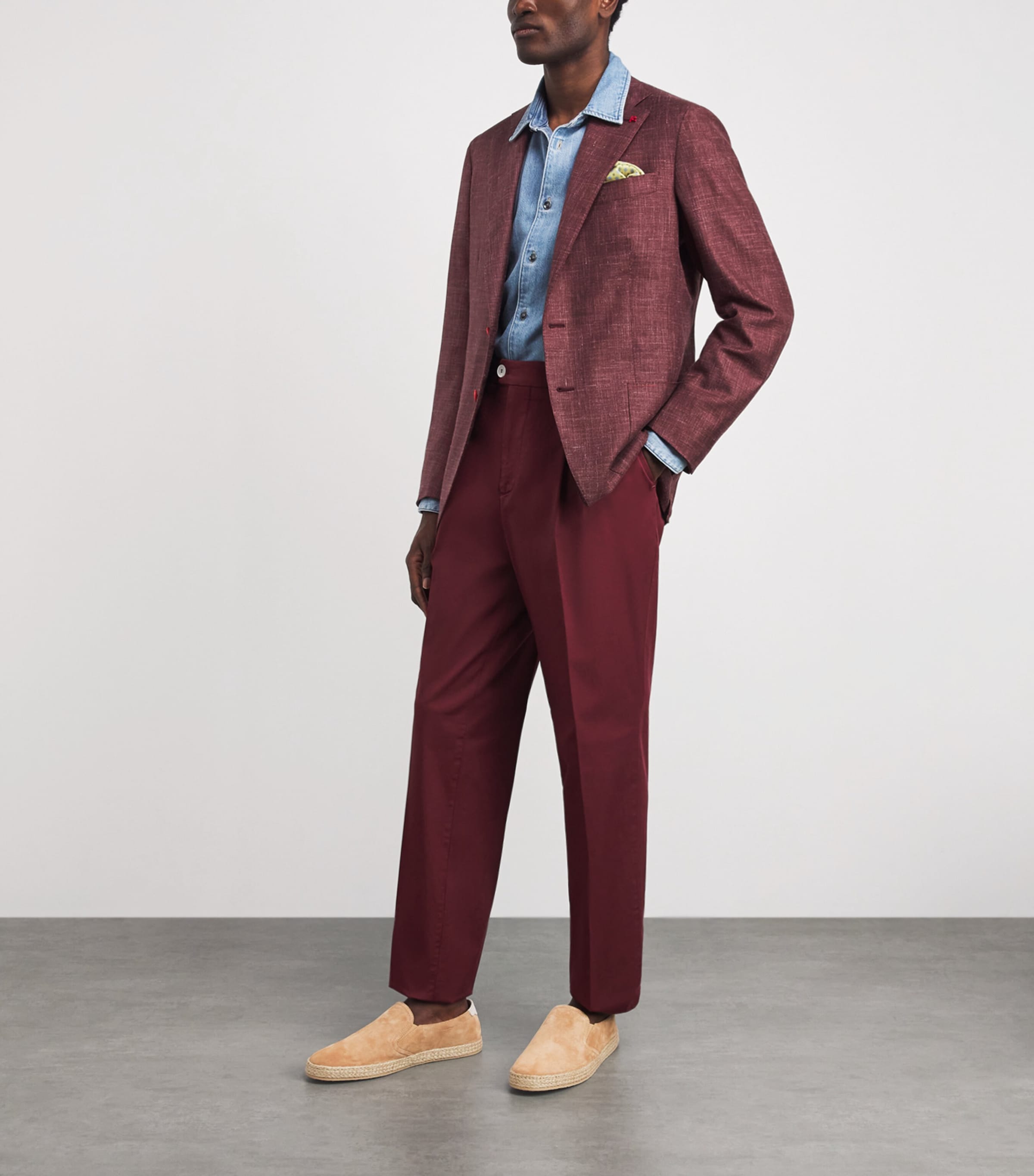 Isaia Mens Wool-Cashmere-Silk-Linen Blazer Image 2
