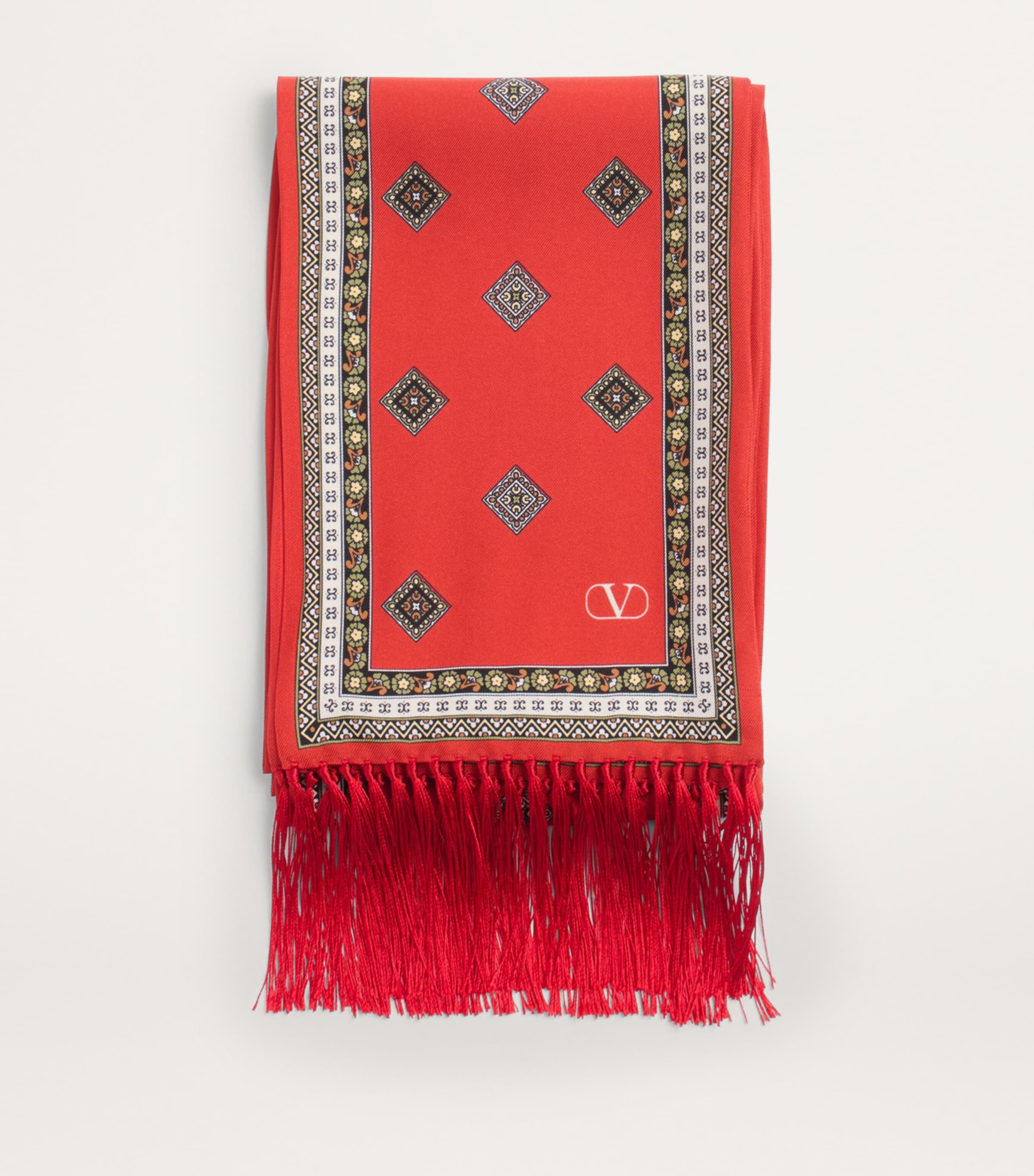 Valentino Garavani Red Silk Printed Scarf | Harrods US