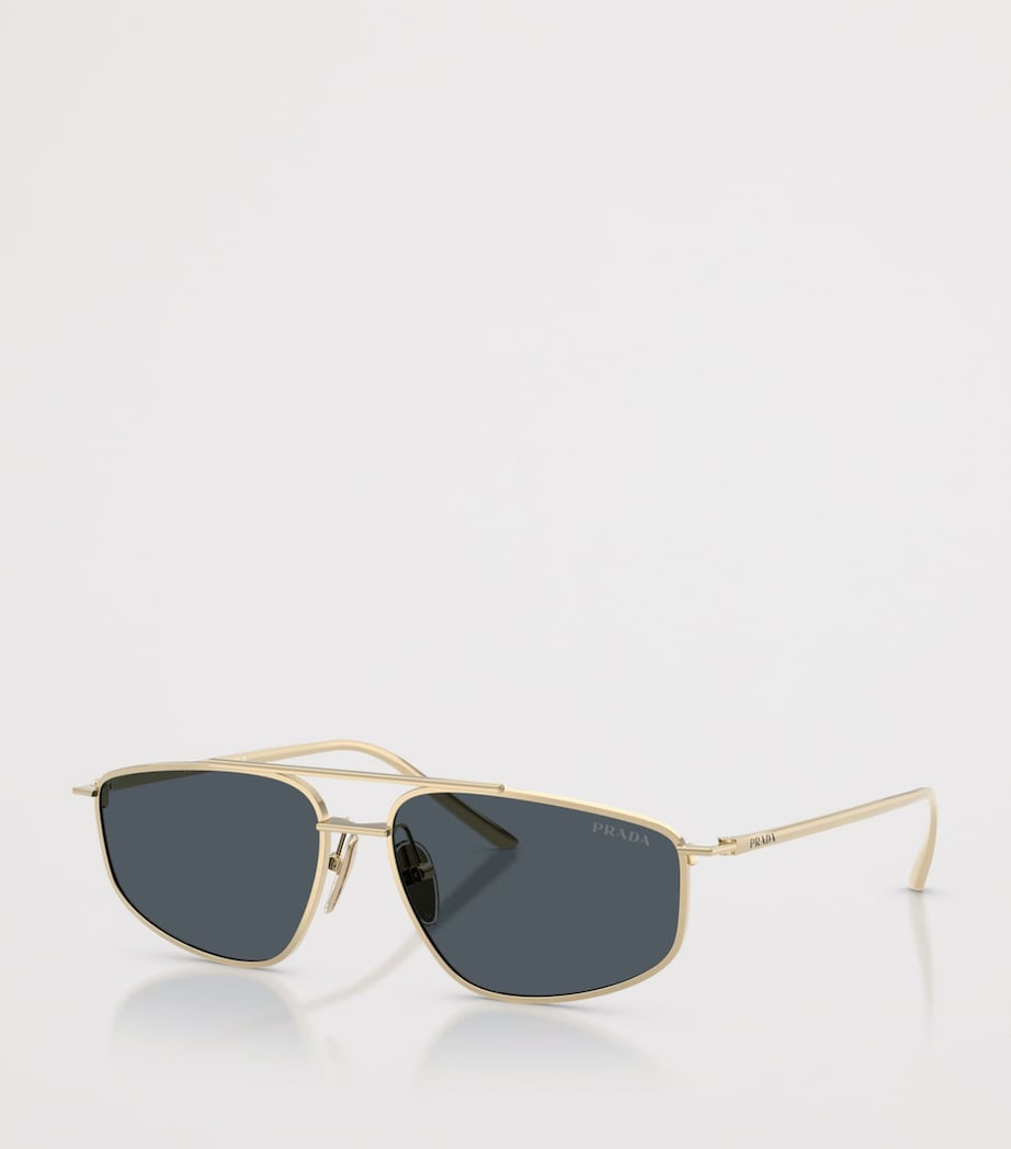 Prada Metal Rectangular Sunglasses Gold Image 2