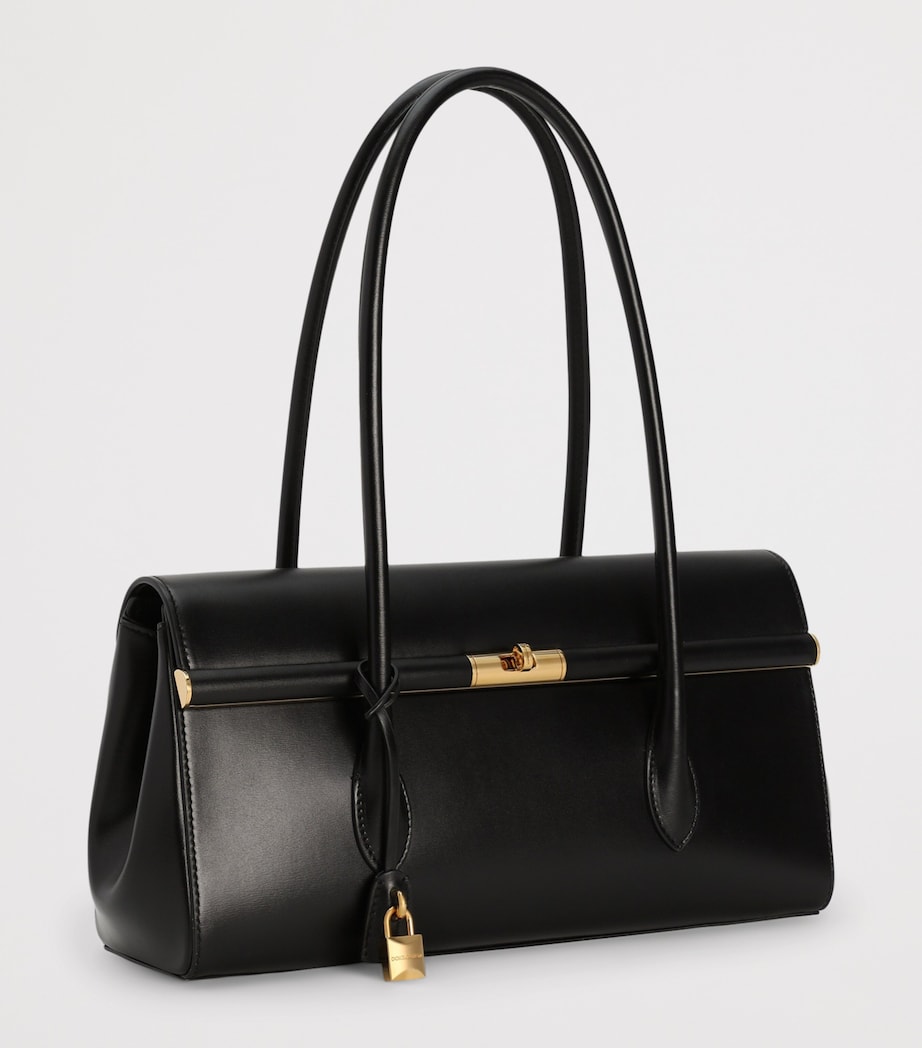 Dolce&Gabbana Womens Palmellato Calfskin Marlene Shoulder Bag Black Image 3