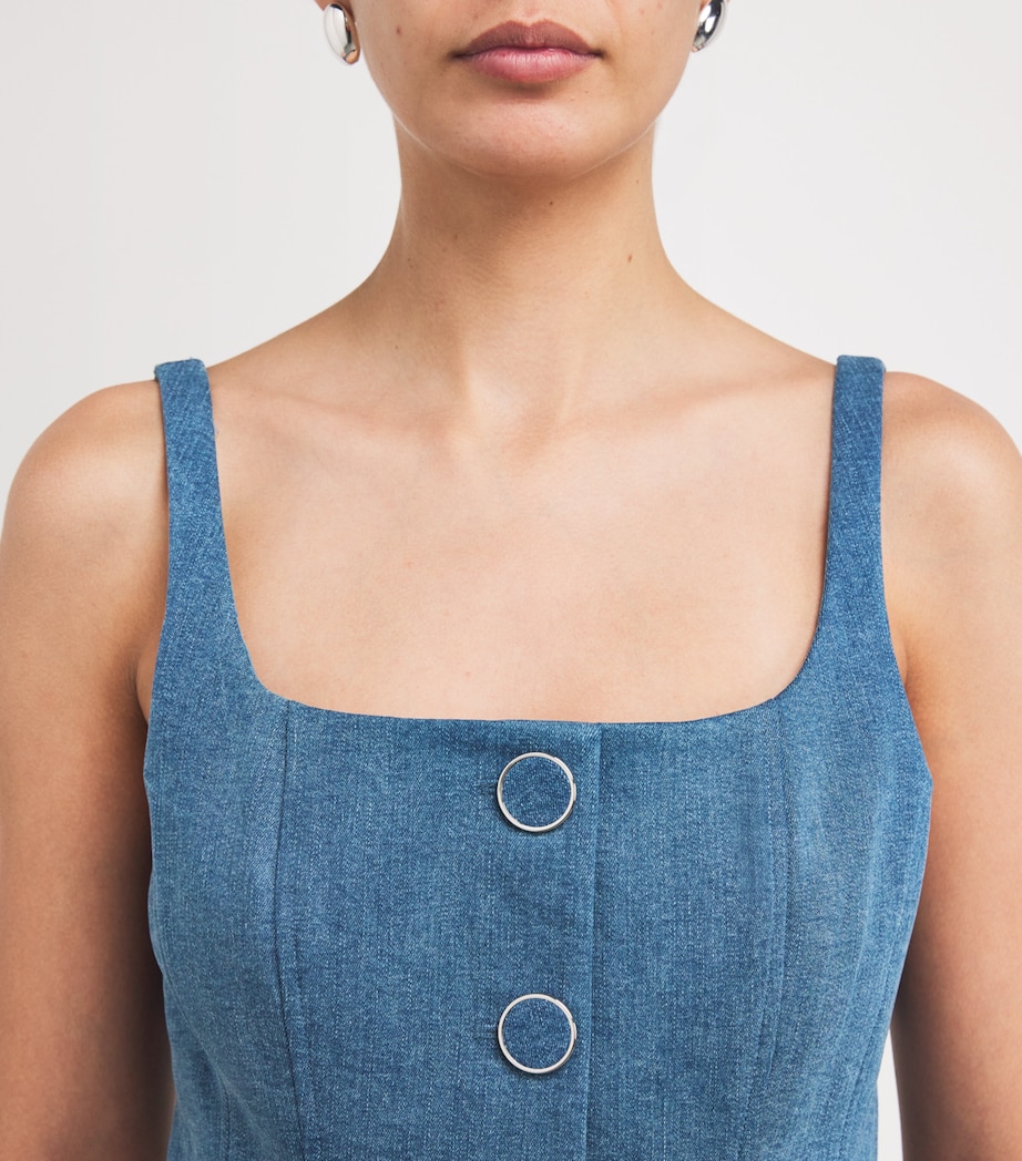 Veronica Beard Womens Denim Liana Tailored Top Sea Glare Image 6