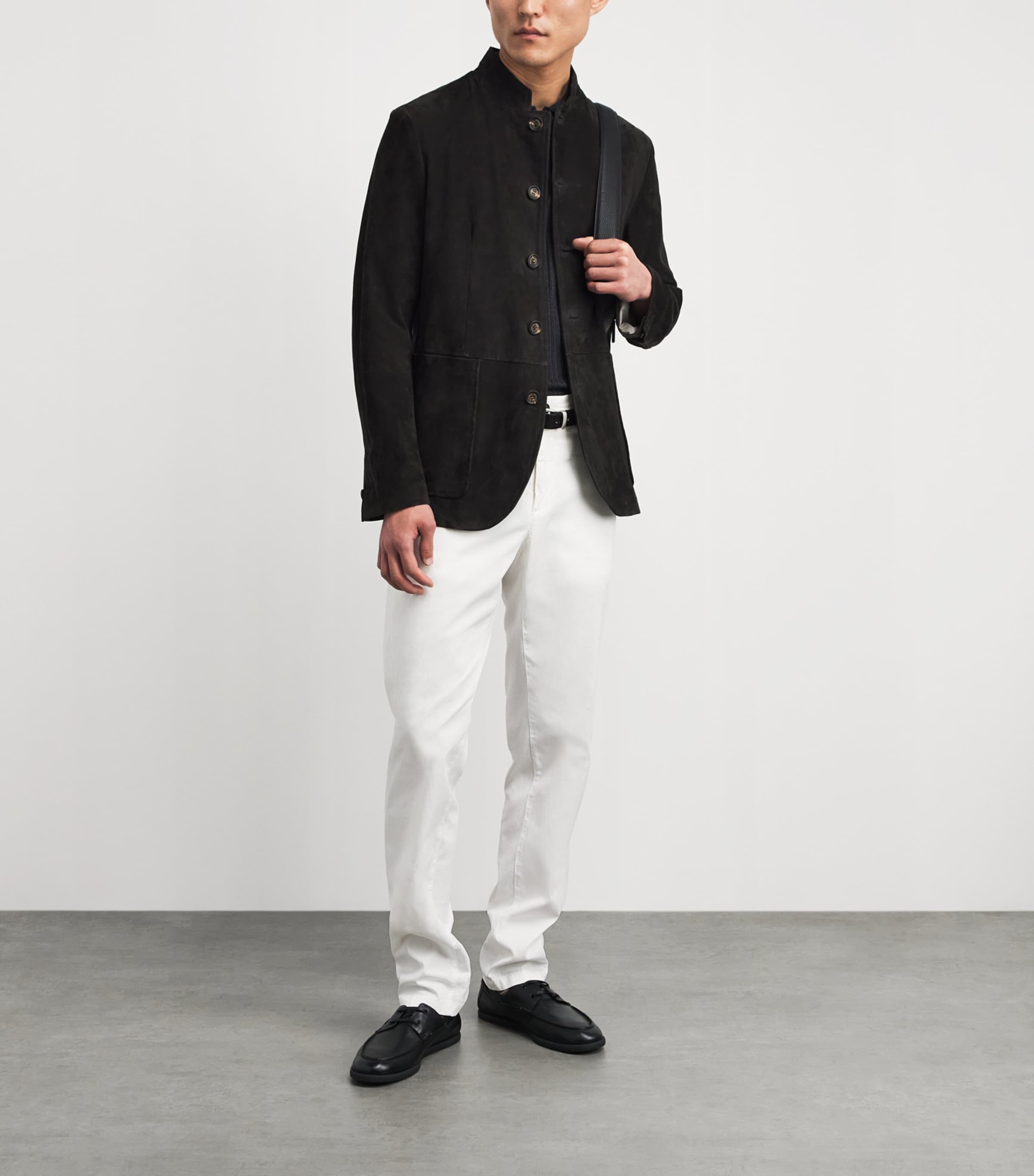 Eleventy Mens Suede Jacket Nero Image 2