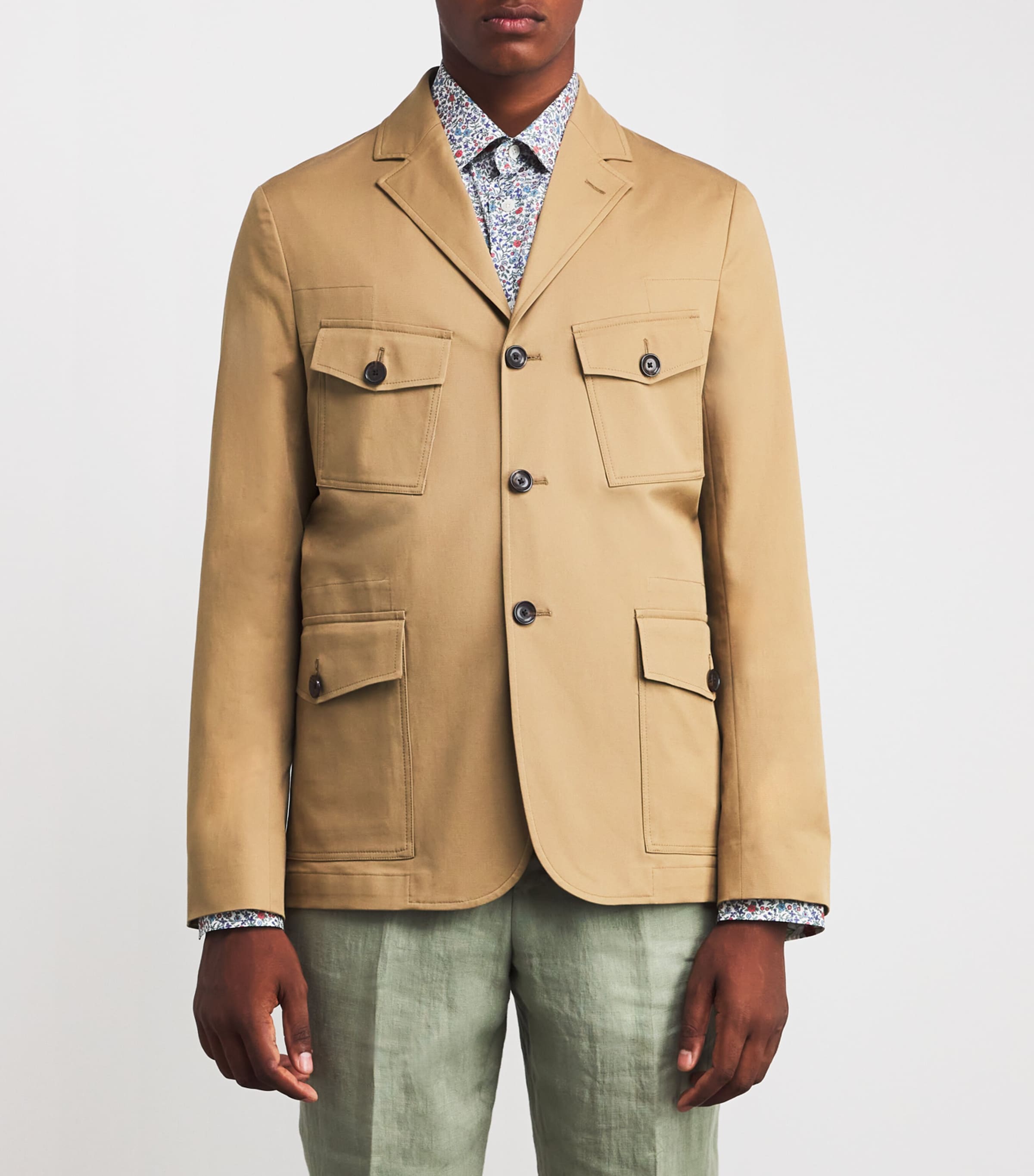 Stretch-Cotton Utility Blazer 61A_MEDIUM BEIGE Image 3