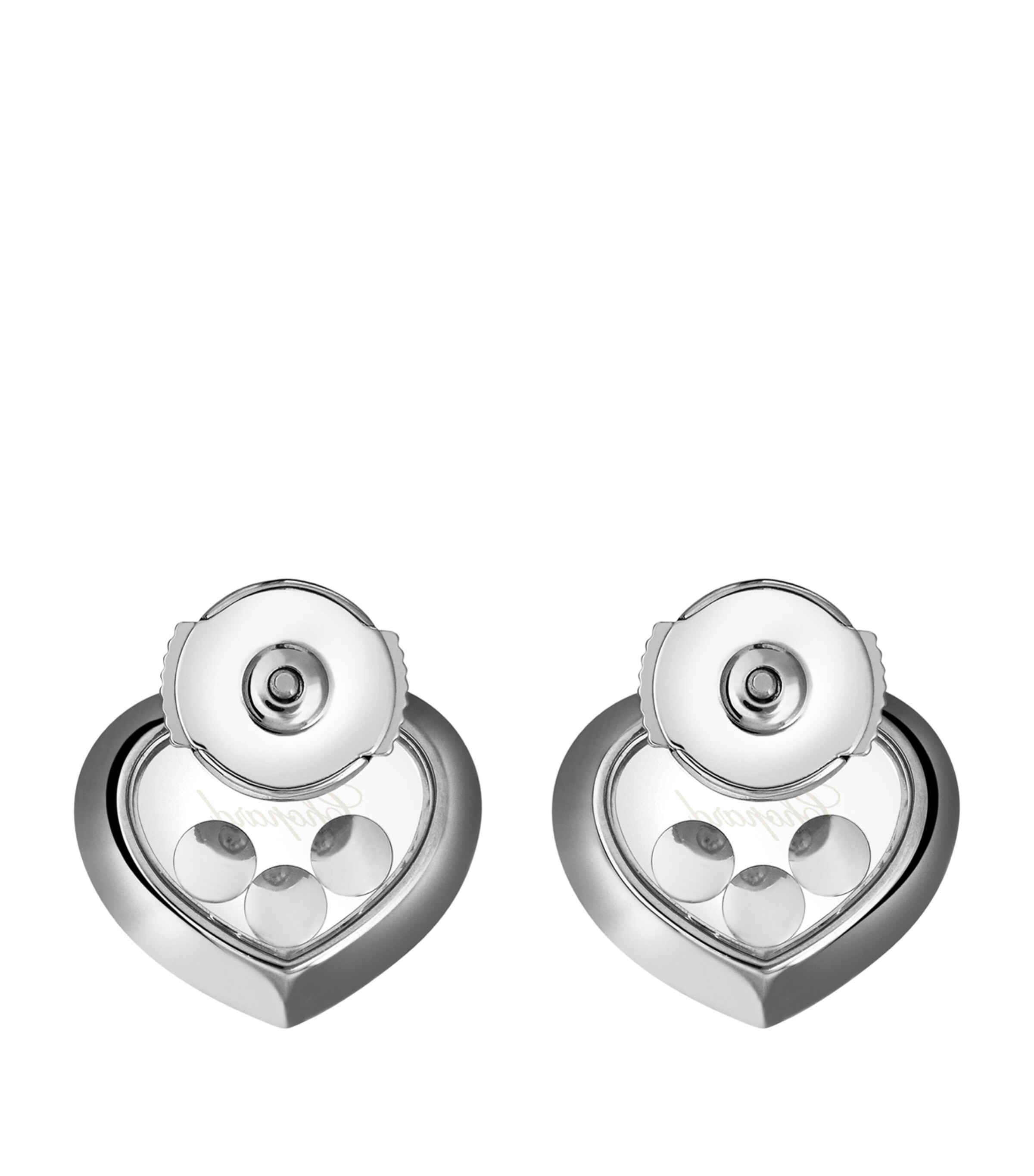 White Gold and Diamond Happy Diamonds Stud Earrings 18K WHITE GOLD Image 2