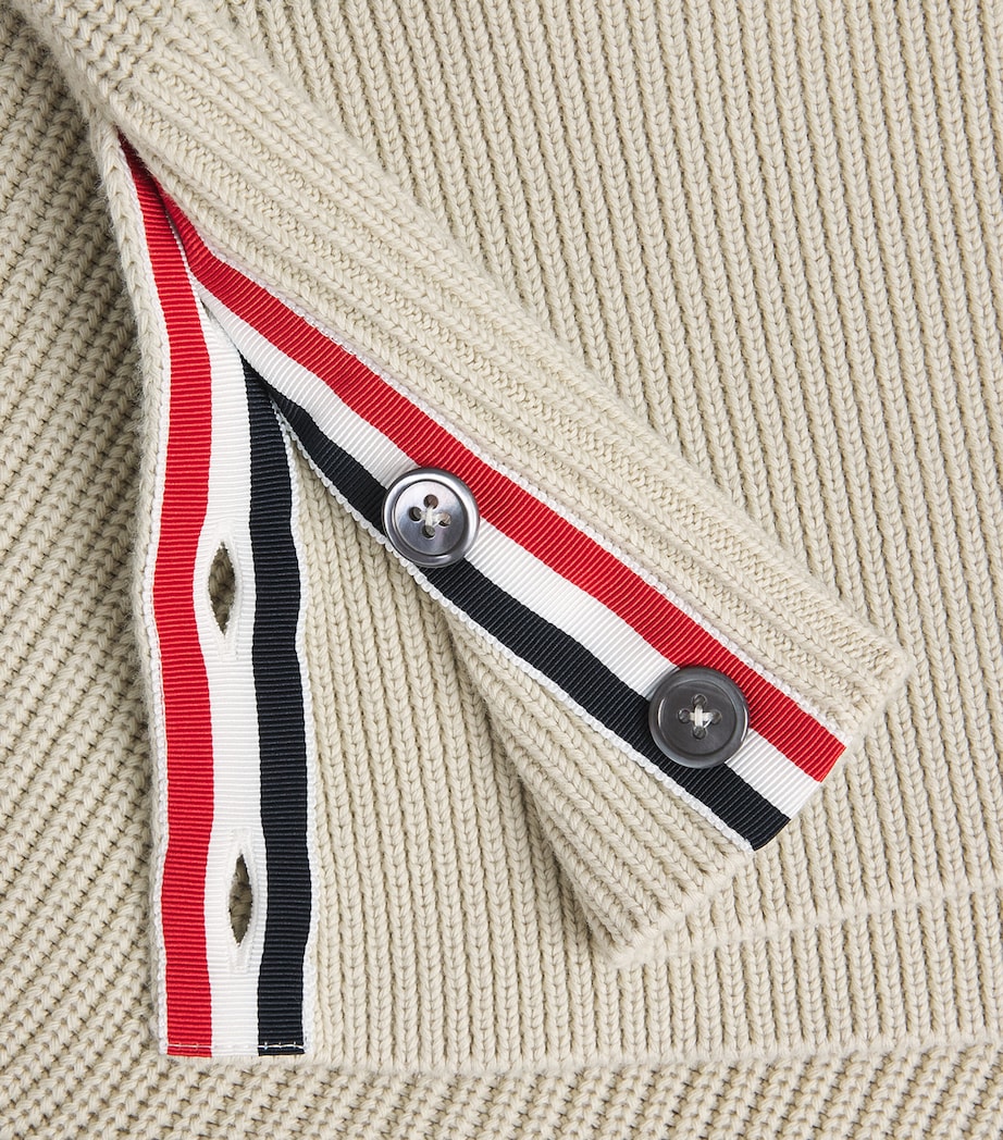 Thom Browne Mens Cotton 4-Bar Sweater Beige Image 6