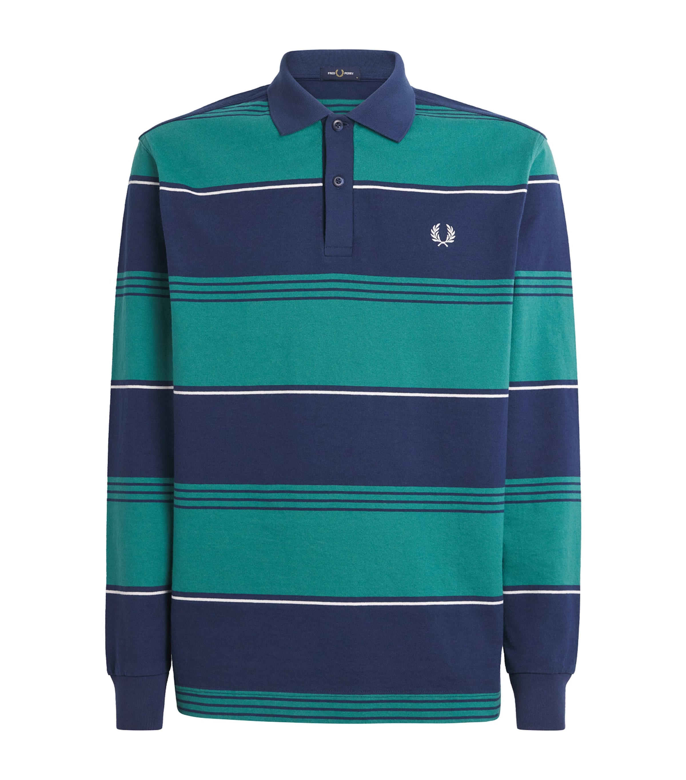 Fred Perry Mens Cotton Heavyweight Stripe Polo Shirt Tennis Blue Image 1