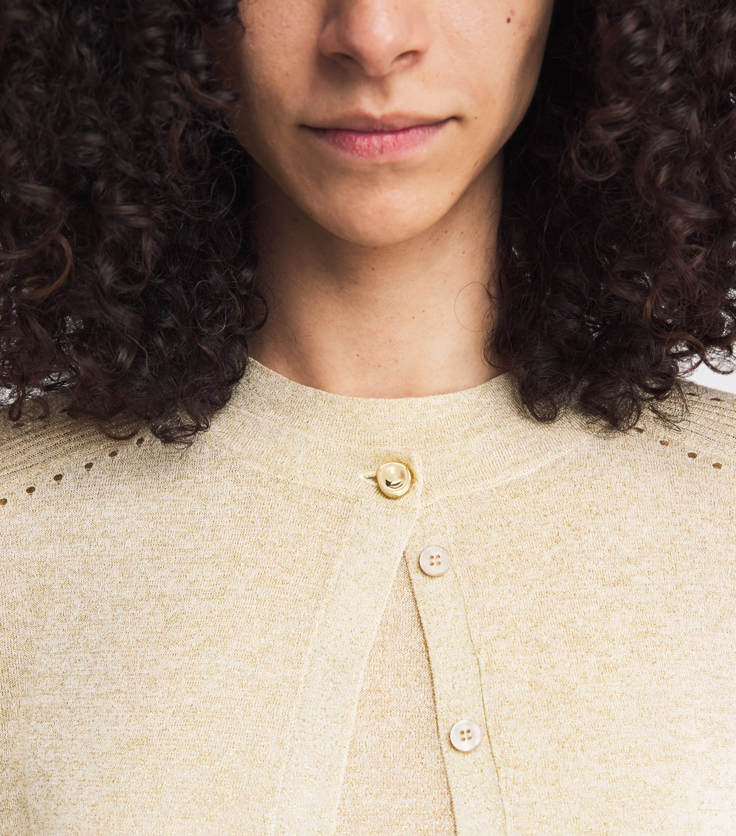 Lurex-Knit Tasse Cardigan GILT Image 6