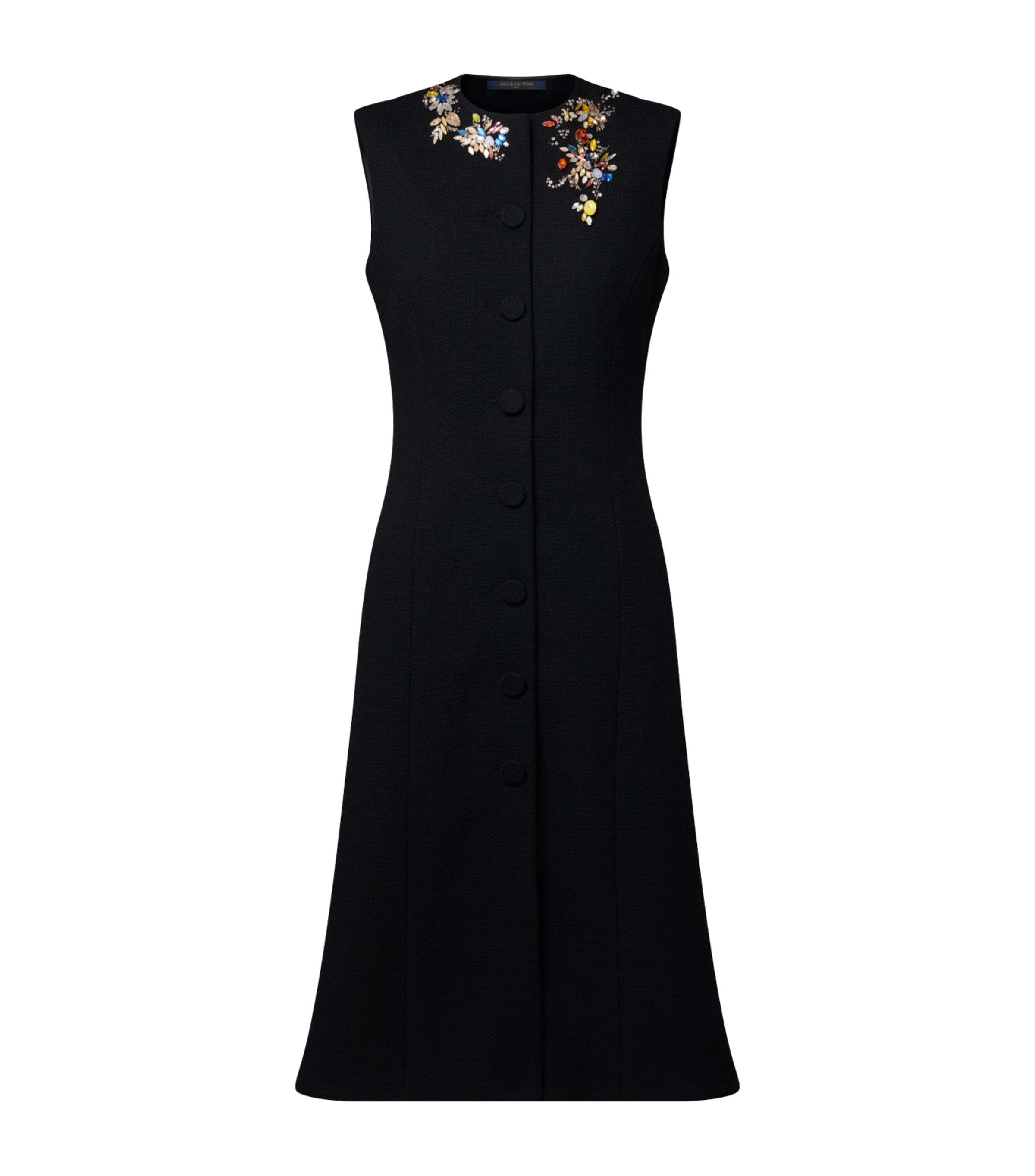 LOUIS VUITTON Womens Crystal-Embroidered Midi Dress Black Image 1